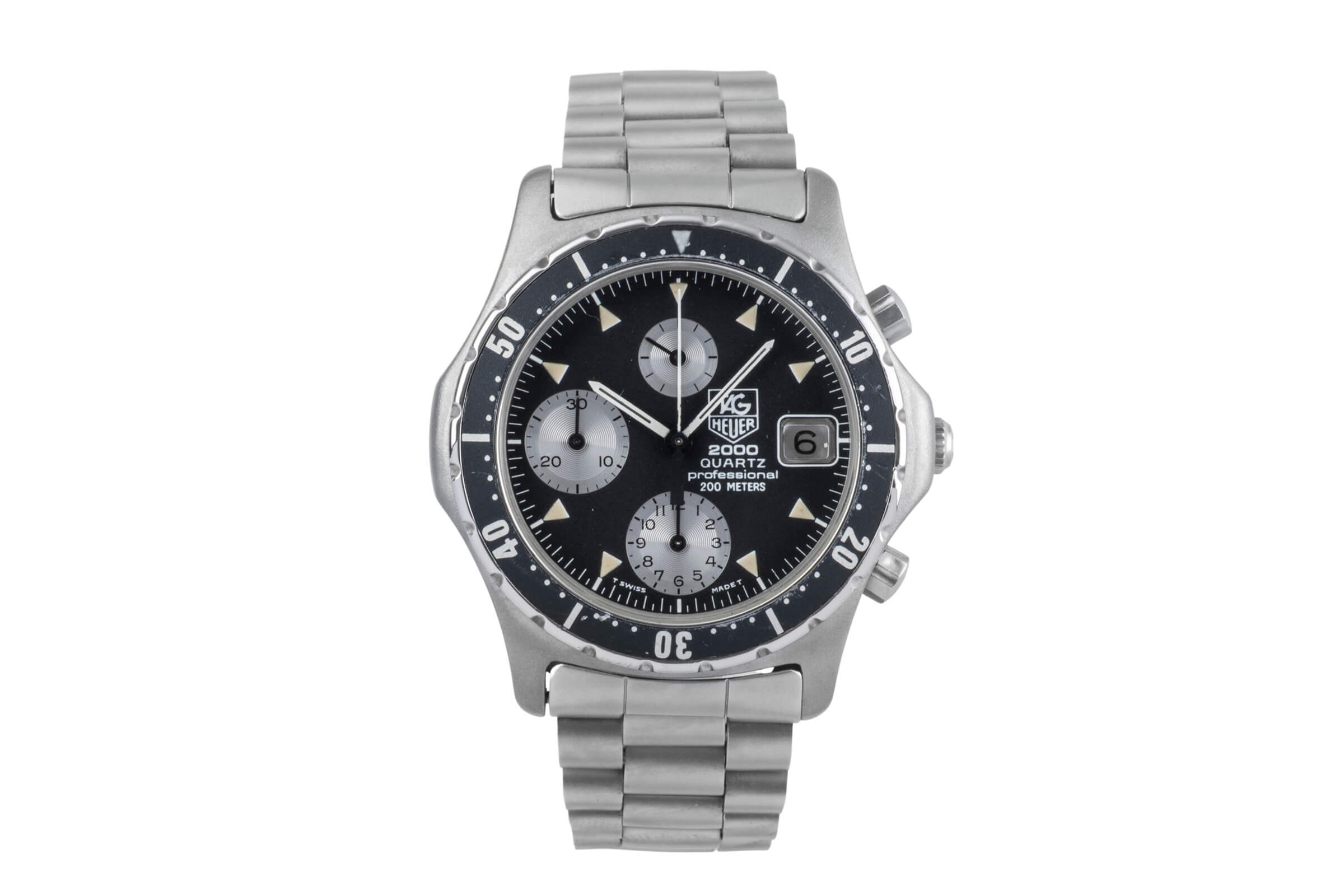 Tag Heuer 2000 cronografo acciaio quarzo orologio da uomo 273.006 Vintage  [2502227]