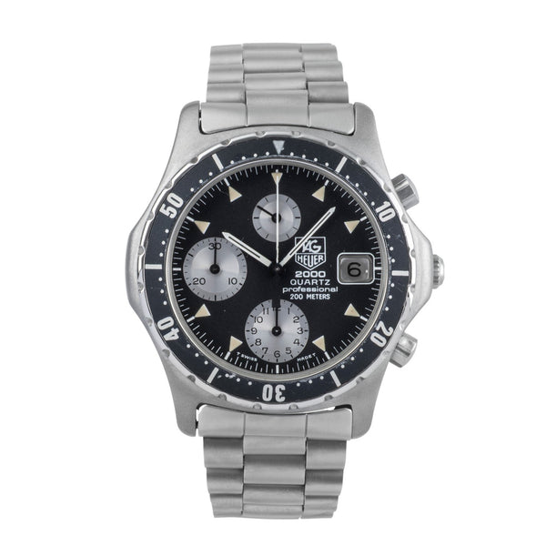 Tag Heuer 2000 cronografo acciaio quarzo orologio da uomo 273.006 Vintage  [2502227]