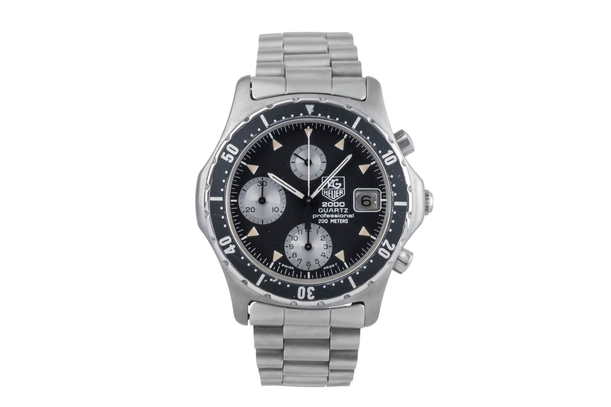 Tag Heuer 2000 cronografo acciaio quarzo orologio da uomo 273.006 Vintage  [2502227]