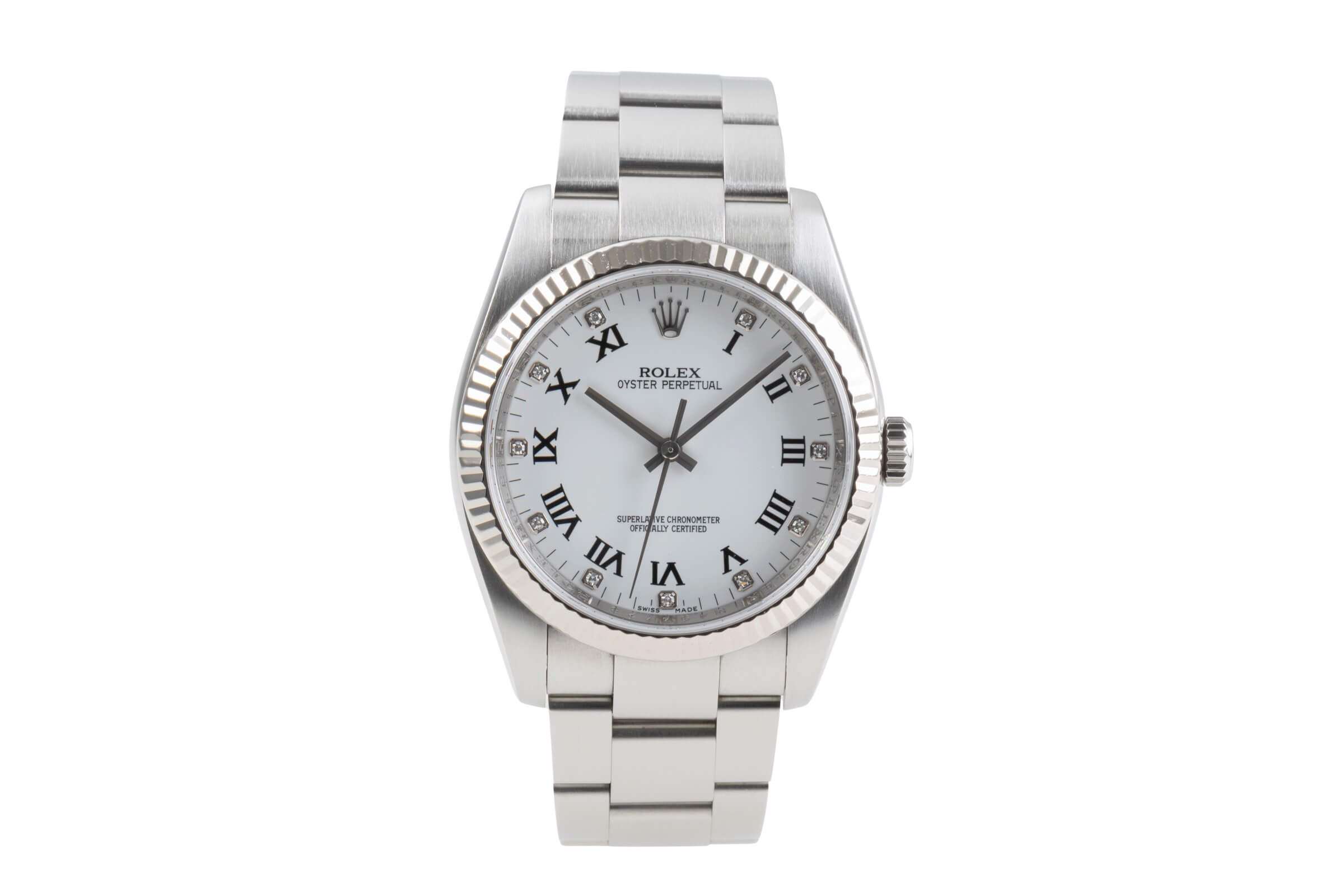Rolex Oyster Perpetual acier or blanc automatique 3130 Ref