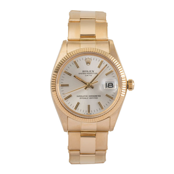 Rolex Date 34 Silver Dial 18k (0,750) Gold Automatik Herren Ref. 1503 Klassiker [2502238]