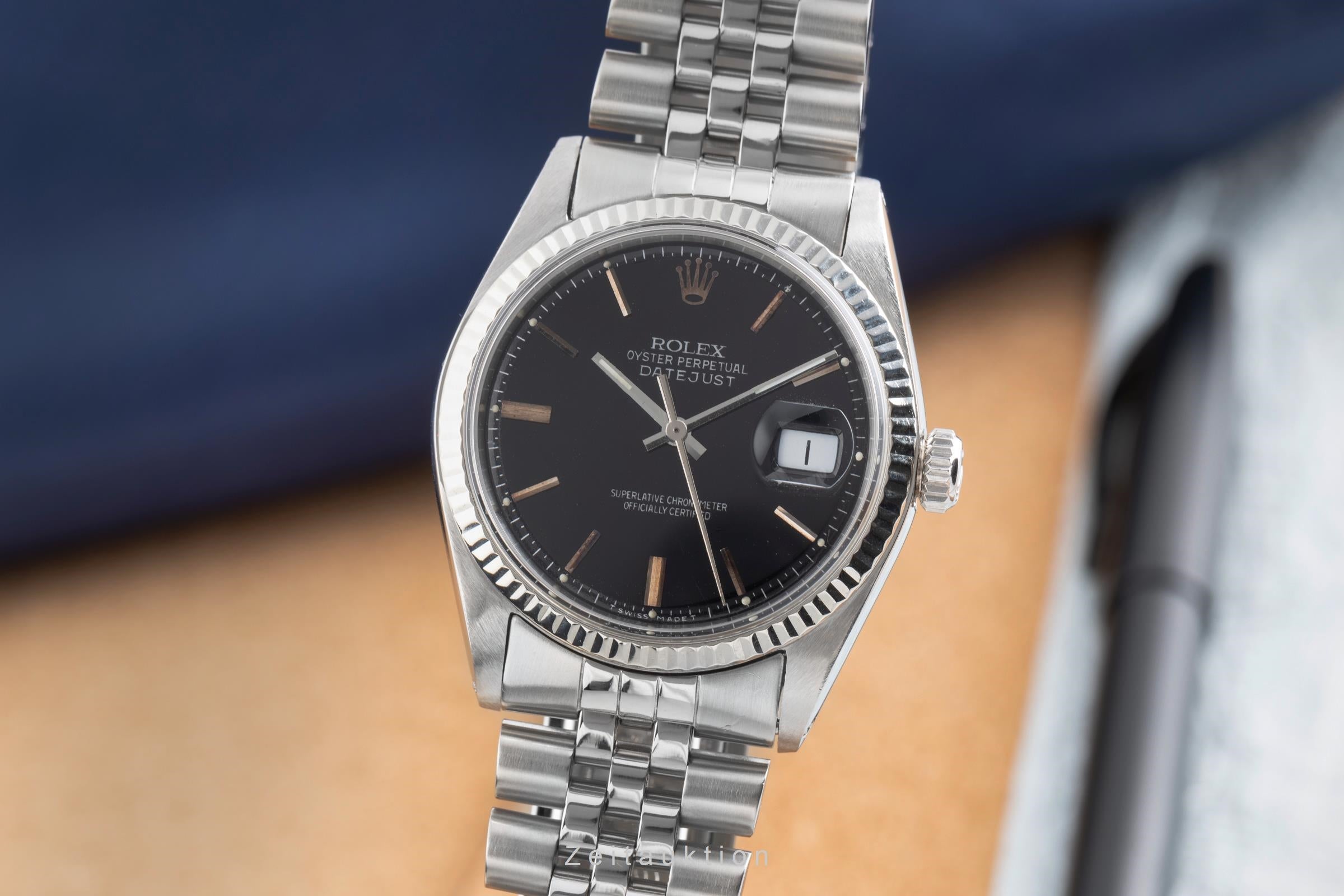 Rolex Datejust acier / or blanc automatique montre pour hommes 1601 Vintage  [2502307]