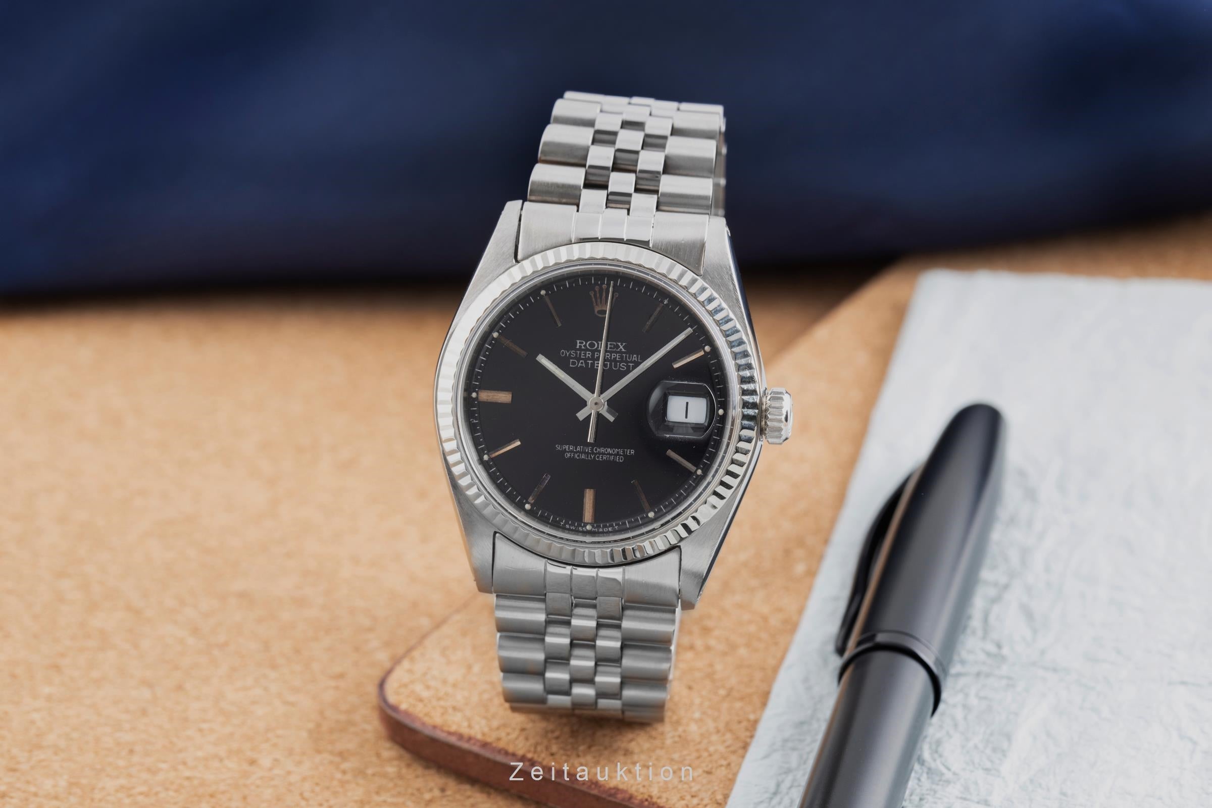 Rolex Datejust acier / or blanc automatique montre pour hommes 1601 Vintage  [2502307]