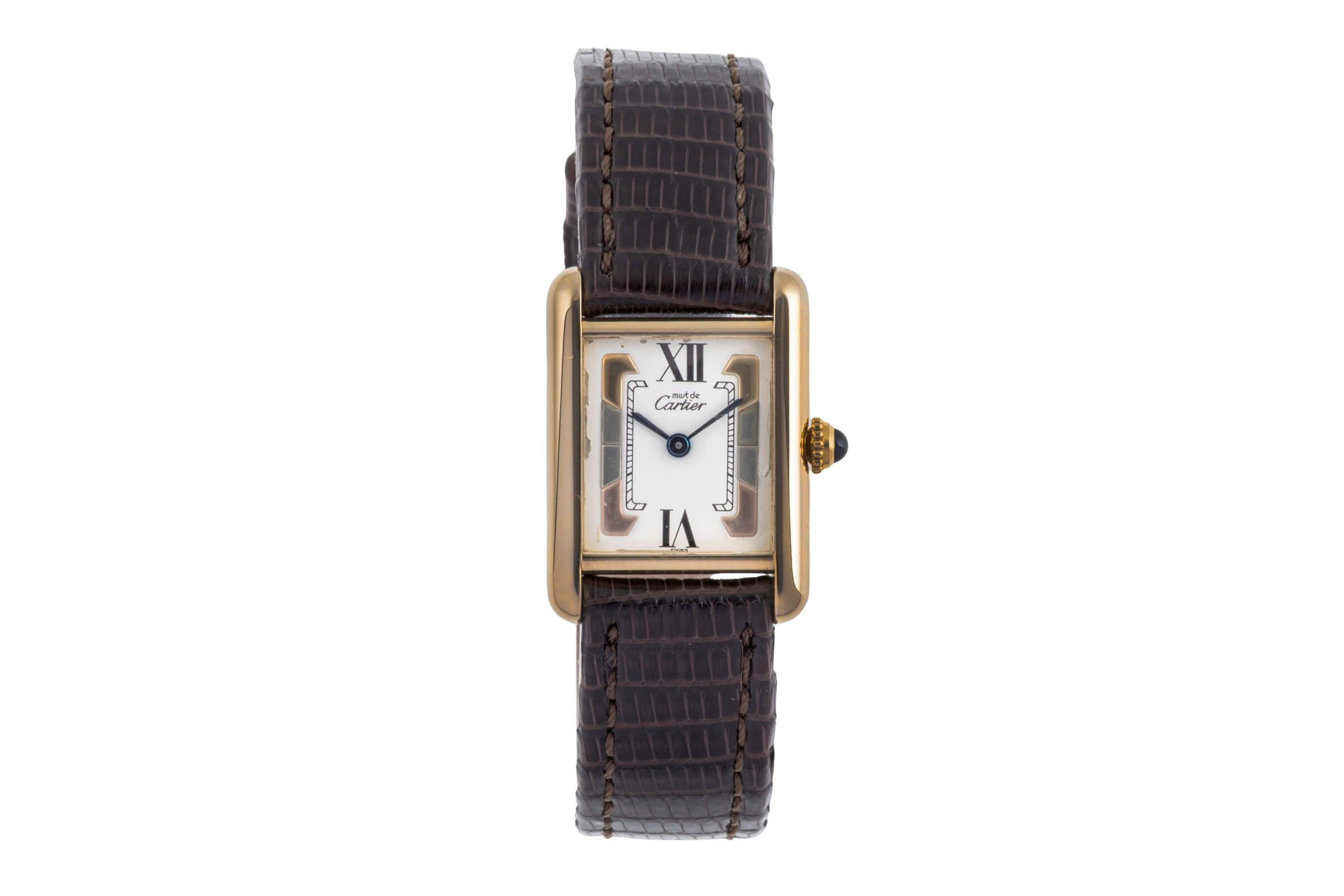 Cartier Tank plata banada en oro cuarzo reloj para damas  W1006354  [2502317]