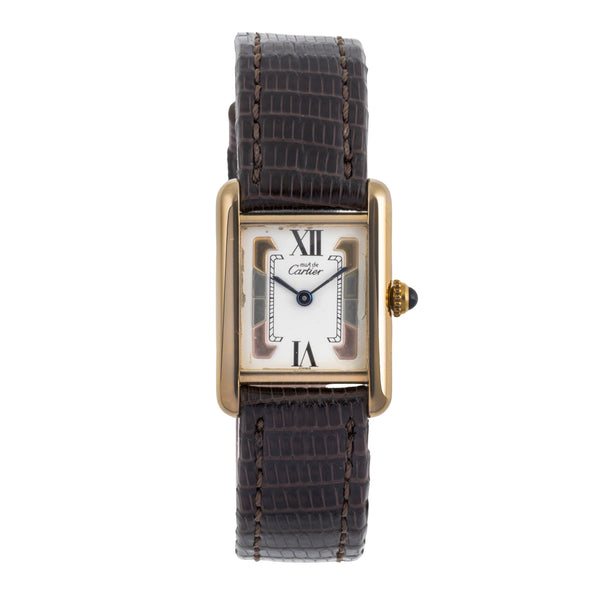 Cartier Tank plata banada en oro cuarzo reloj para damas  W1006354  [2502317]