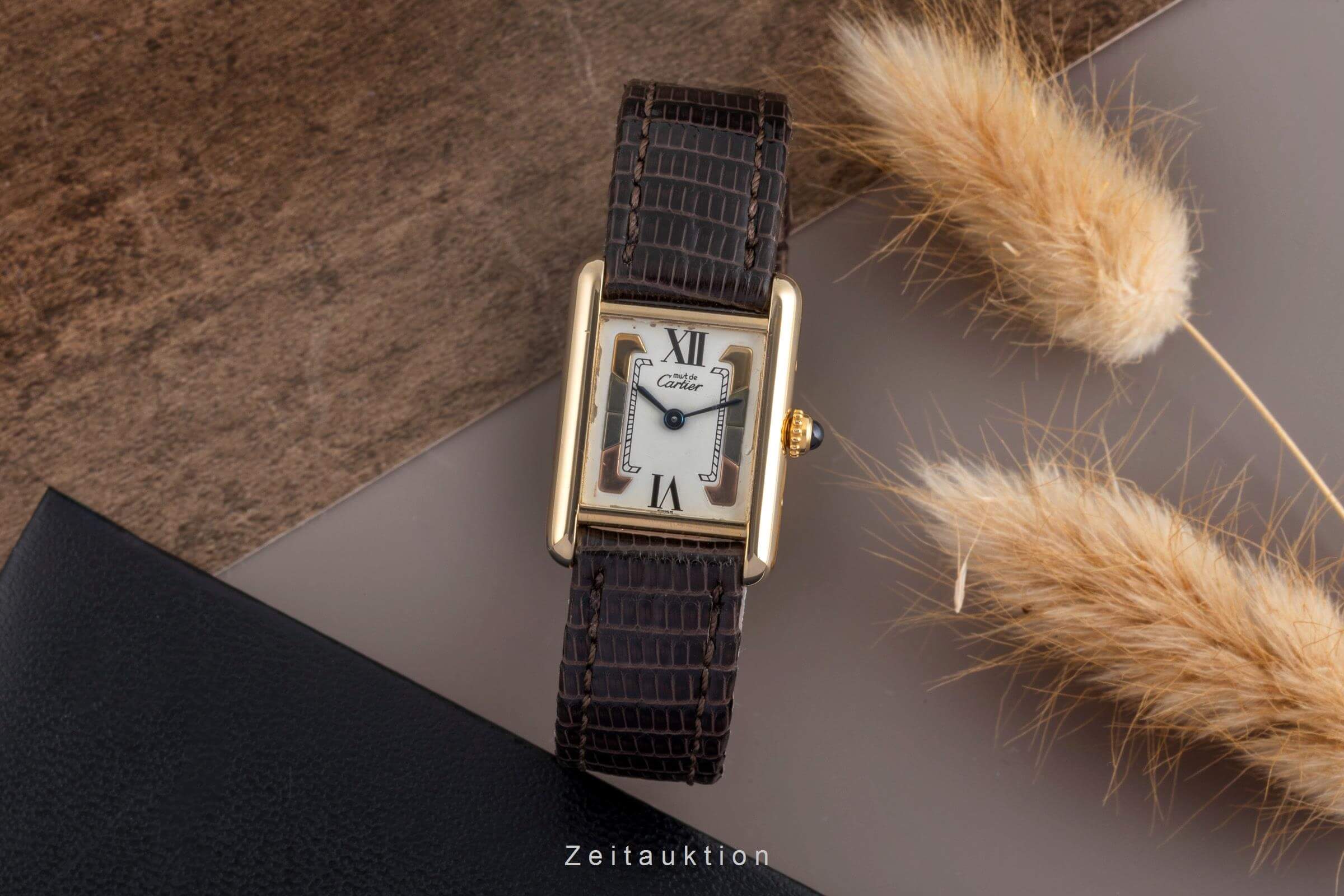 Cartier Tank plata banada en oro cuarzo reloj para damas  W1006354  [2502317]