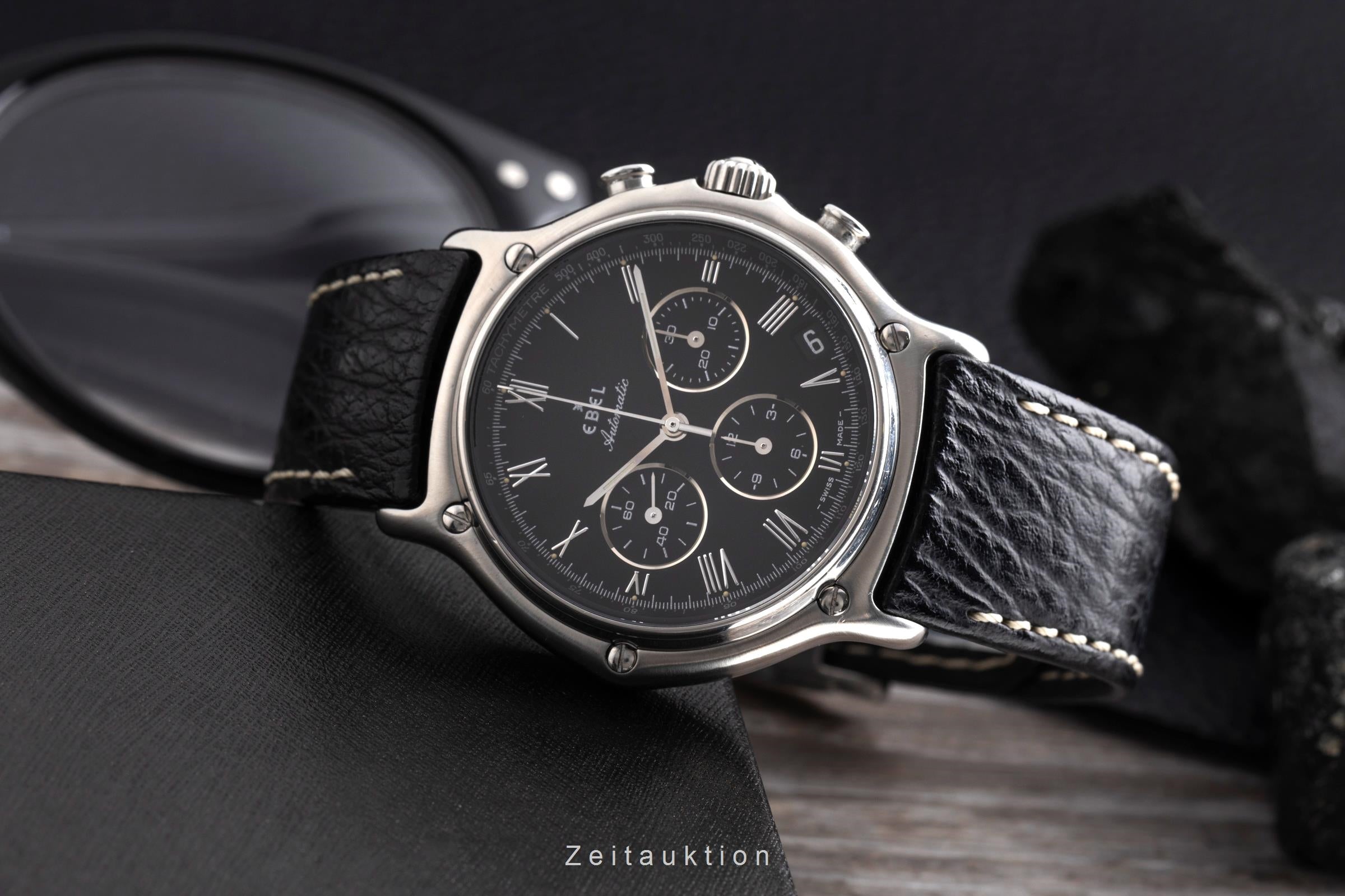 EBEL アナログ腕時計 ブラック Ebel 1911 chronograph steel automatic Kal. 134 Ref. 9134901 | 2502353