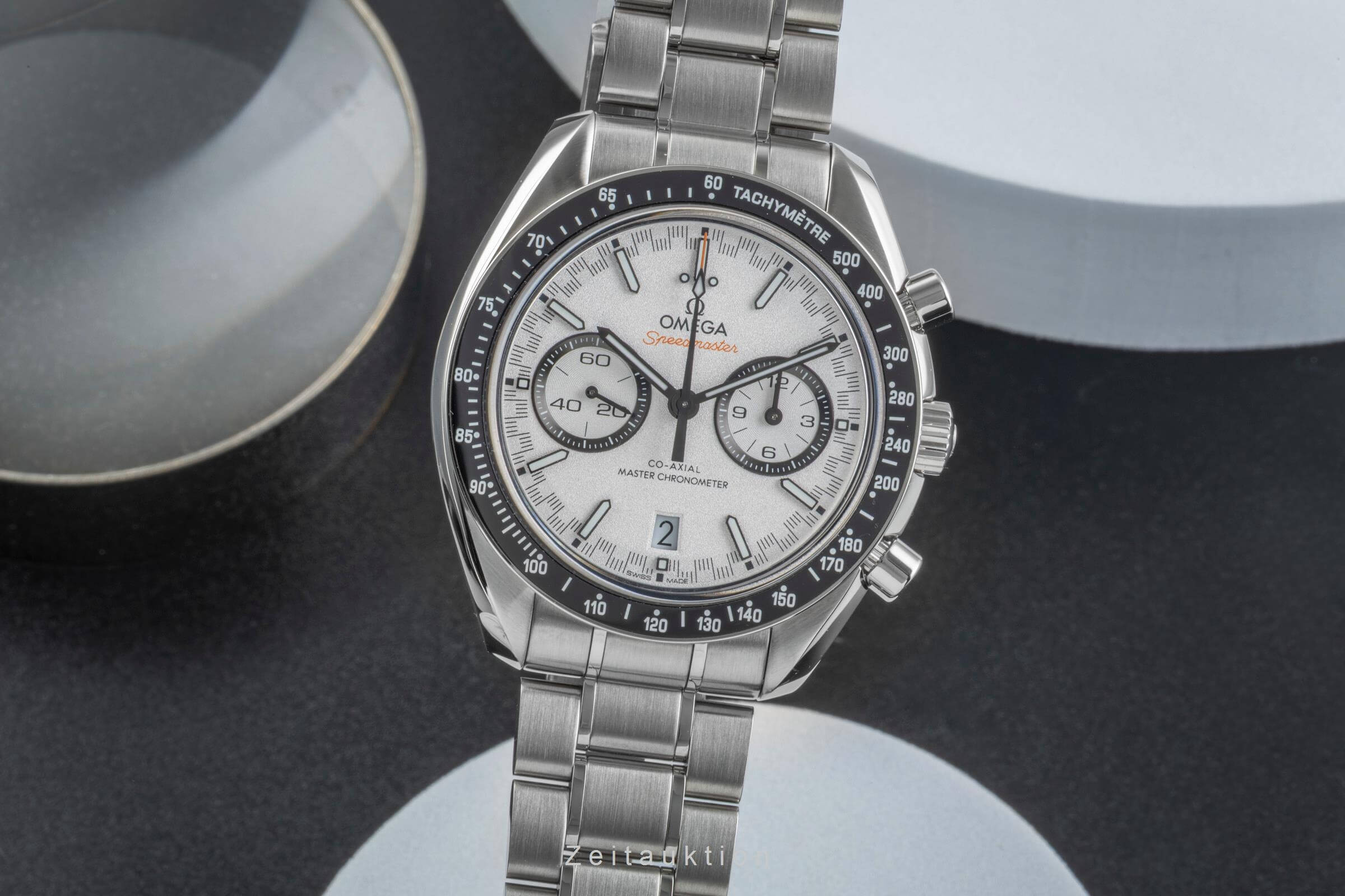 Omega Speedmaster Racing Co-Axial Stahl 329.30.44.51.04.001 B&P NP: 10400,- € [2502359]