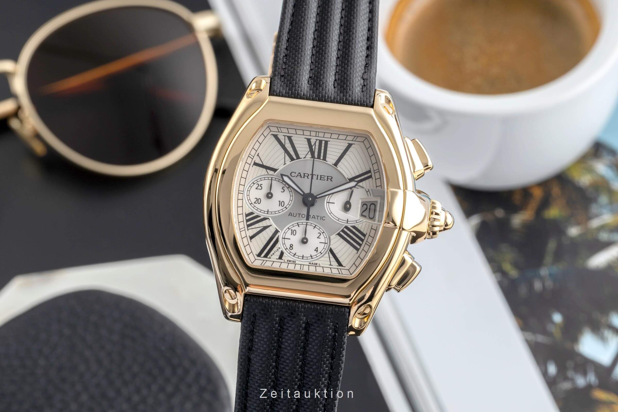 Cartier Roadster cronografo oro 18 ct automatismo orologio da uomo W62021Y3  [2502461]