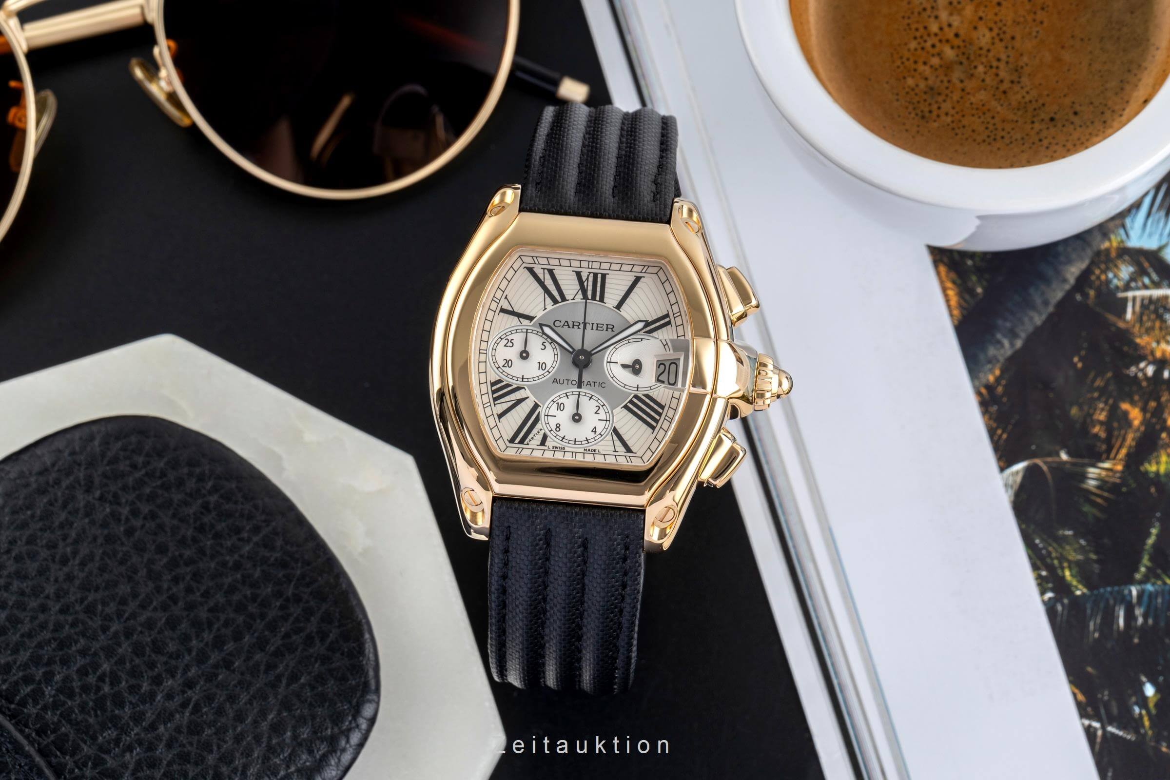 Cartier Roadster cronografo oro 18 ct automatismo orologio da uomo W62021Y3  [2502461]