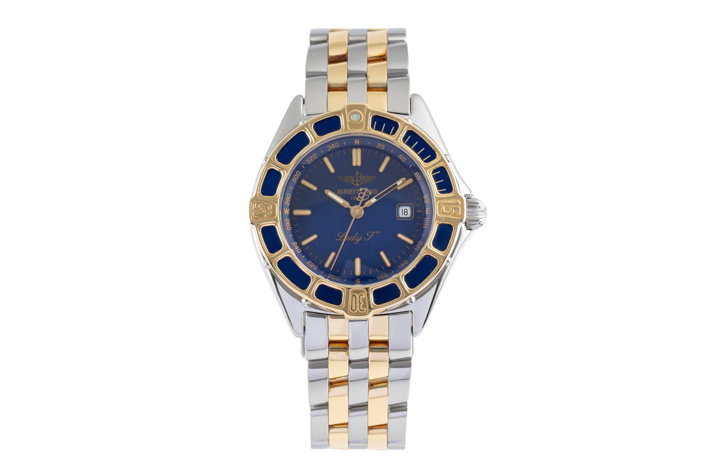 Breitling Lady J Blue Dial Stahl / Gold Quarz Damenuhr Ref. D52065 Klassiker [2502505]