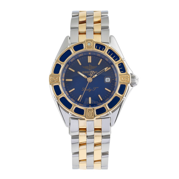 Breitling Lady J Blue Dial Stahl / Gold Quarz Damenuhr Ref. D52065 Klassiker [2502505]