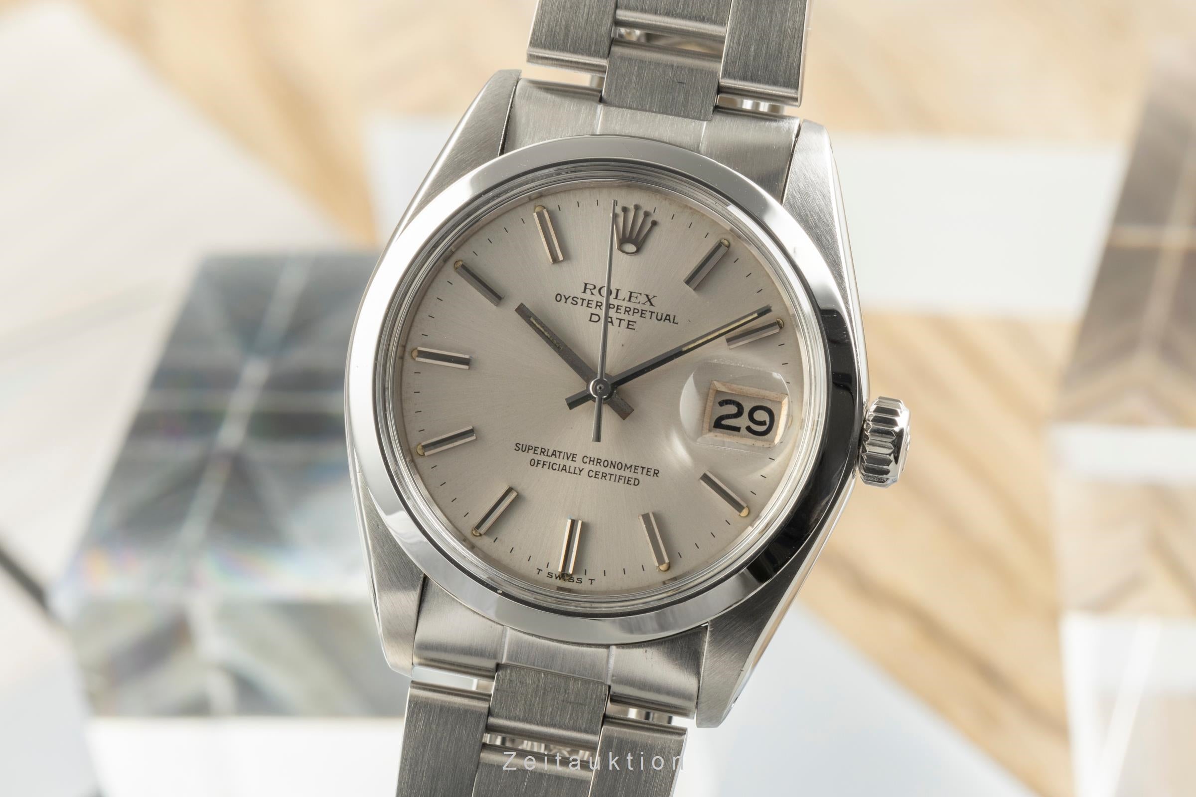 Rolex Date 34 Silver Dial Edelstahl Automatik Herrenuhr Ref. 1500 Klassiker [2502615]