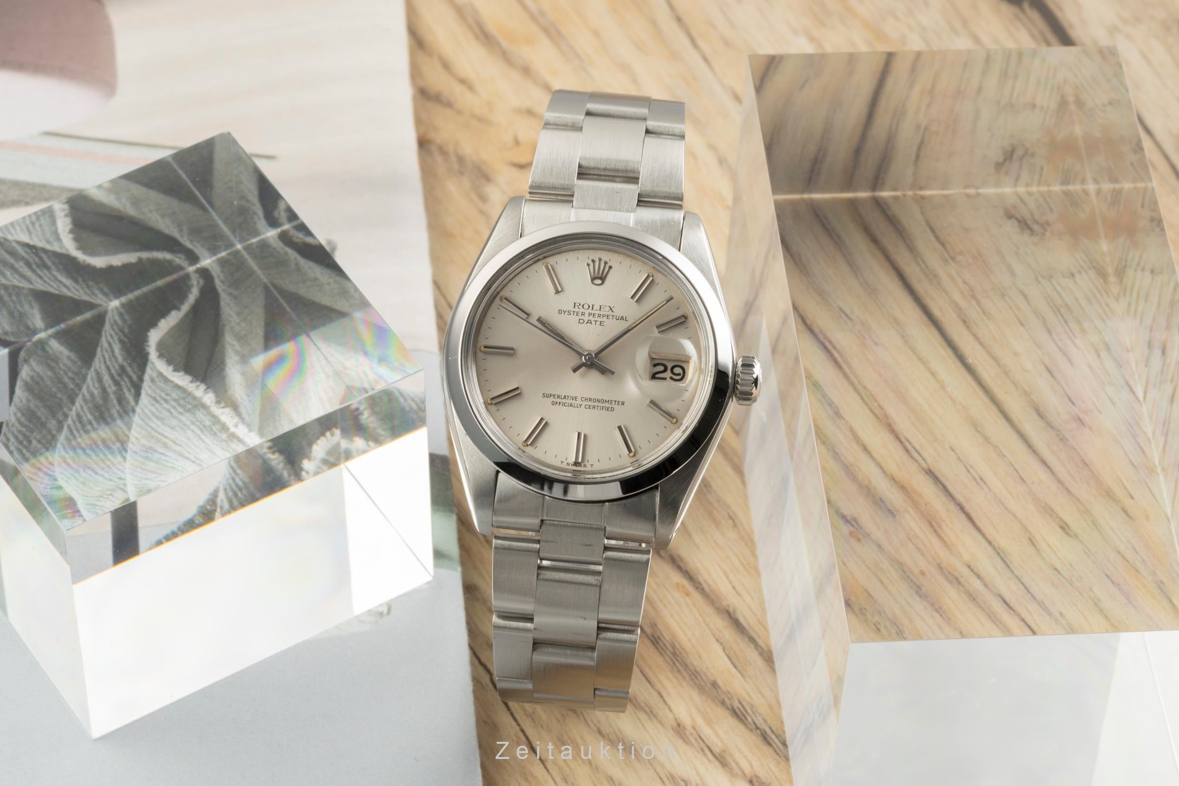 Rolex Date 34 Silver Dial Edelstahl Automatik Herrenuhr Ref. 1500 Klassiker [2502615]