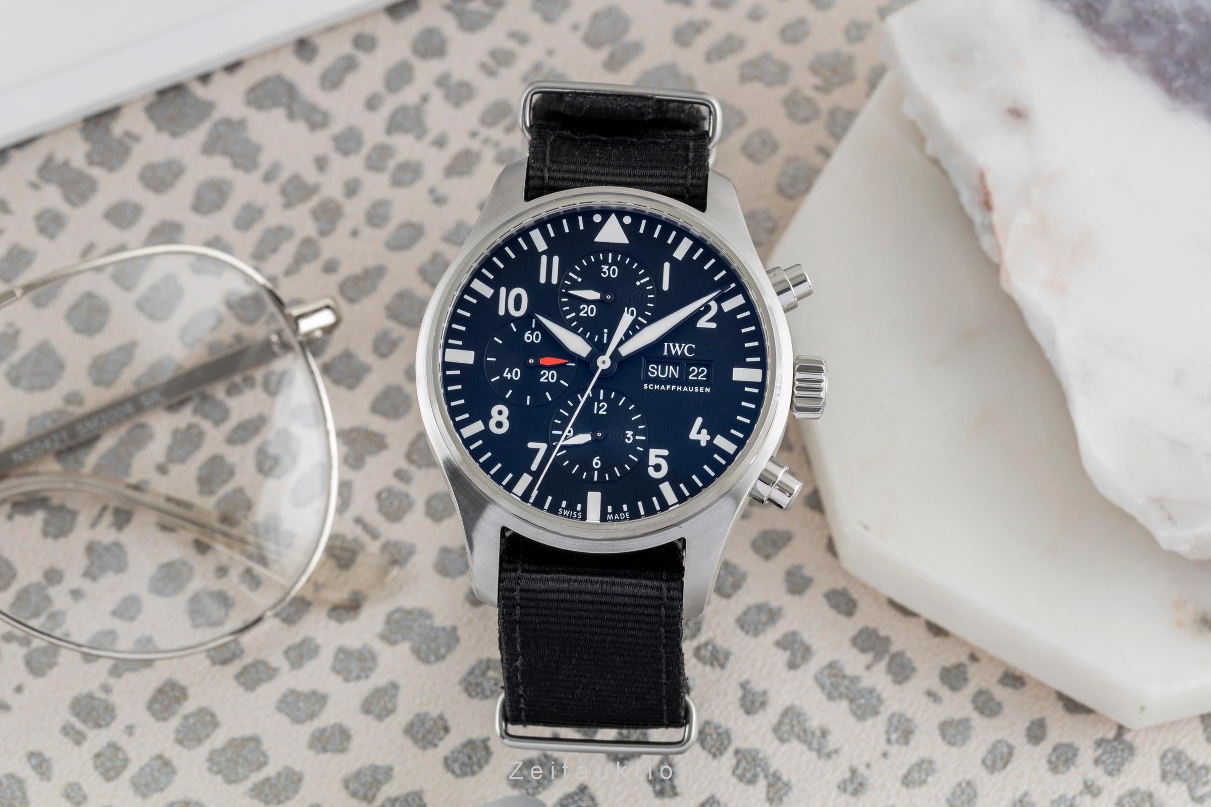 IWC Fliegerchronograph acier automatique montre pour hommes IW377709 LP: 7300EUR  [2502782]