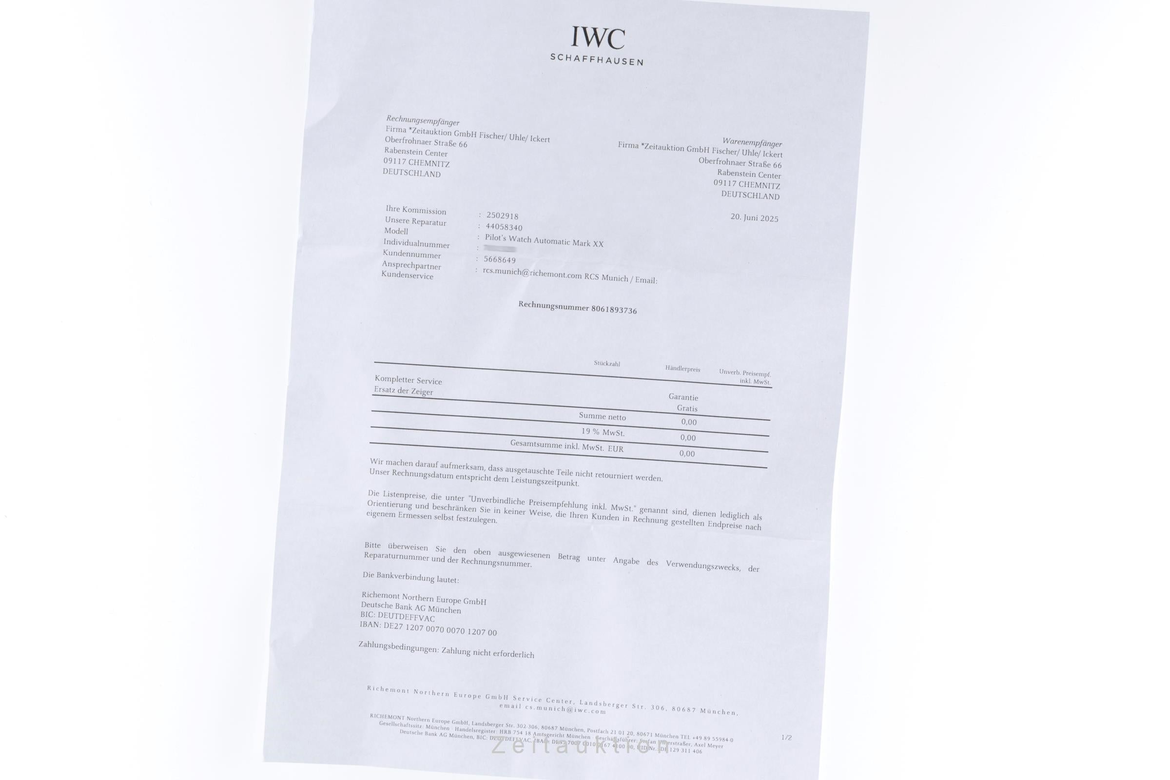 IWC Pilot Mark XX Blue Dial Stahl Automatik Herrenuhr Ref. IW328203 NP: 5700,- € [2502918]