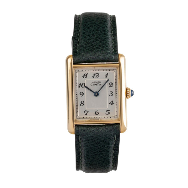 Cartier Tank Vermeil Silber vergoldet Quarz Damenuhr Ref. 590005 Klassiker [2502928]