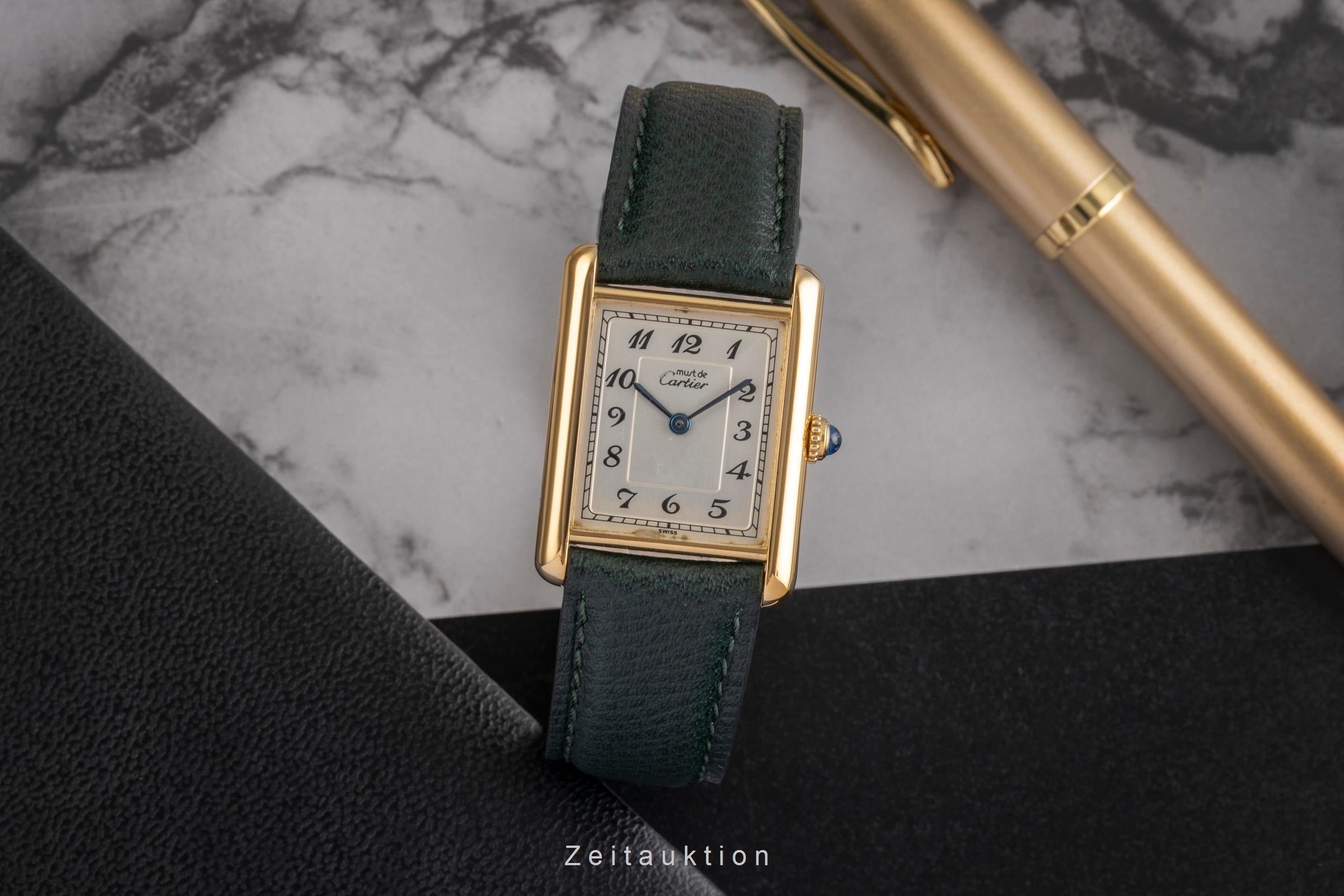 Cartier Tank Vermeil Silber vergoldet Quarz Damenuhr Ref. 590005 Klassiker [2502928]