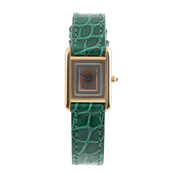 Cartier Tank plata banada en oro cuarzo reloj para damas  366001  [2502953]