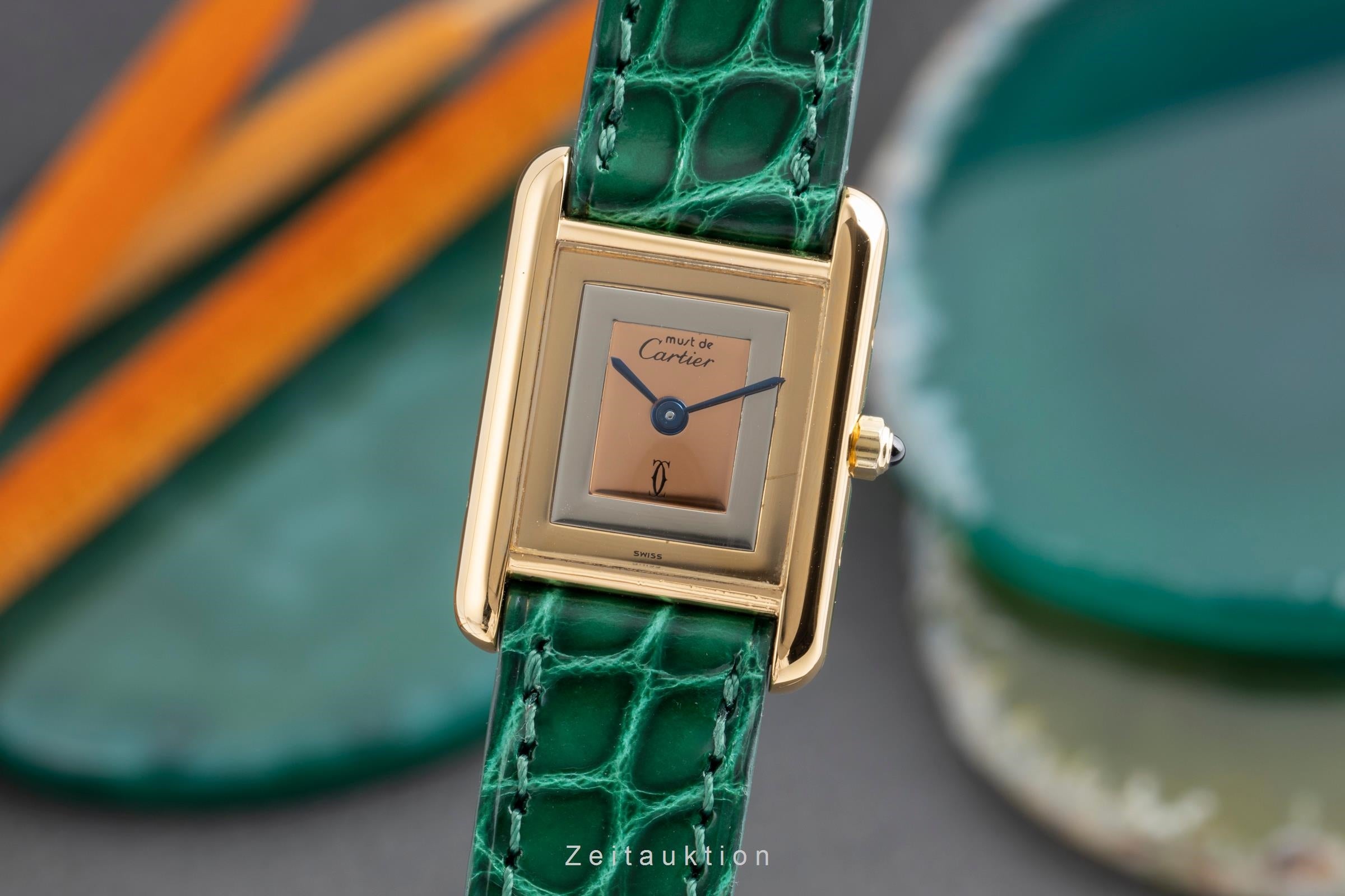 Cartier Tank plata banada en oro cuarzo reloj para damas  366001  [2502953]