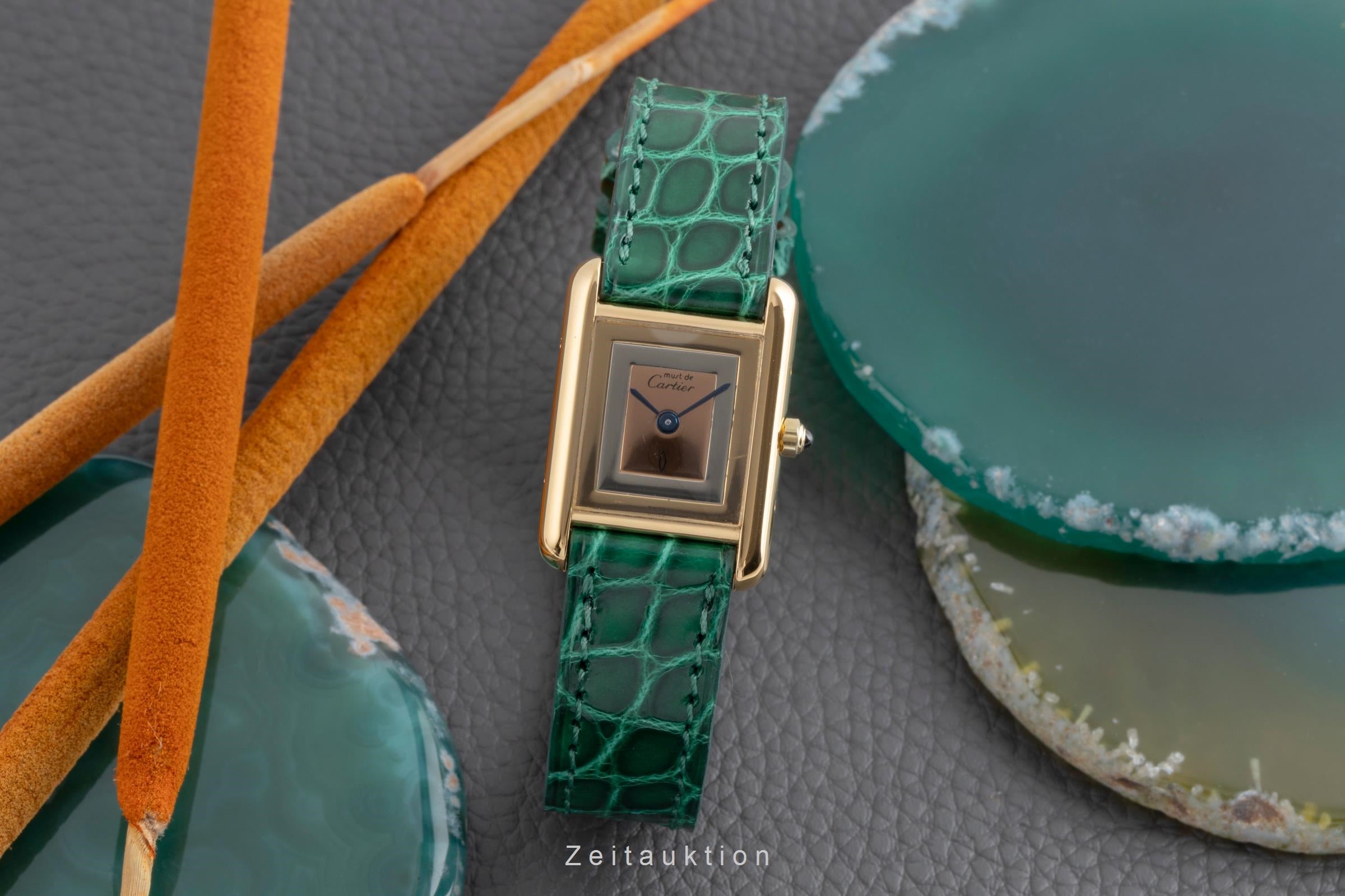 Cartier Tank plata banada en oro cuarzo reloj para damas  366001  [2502953]