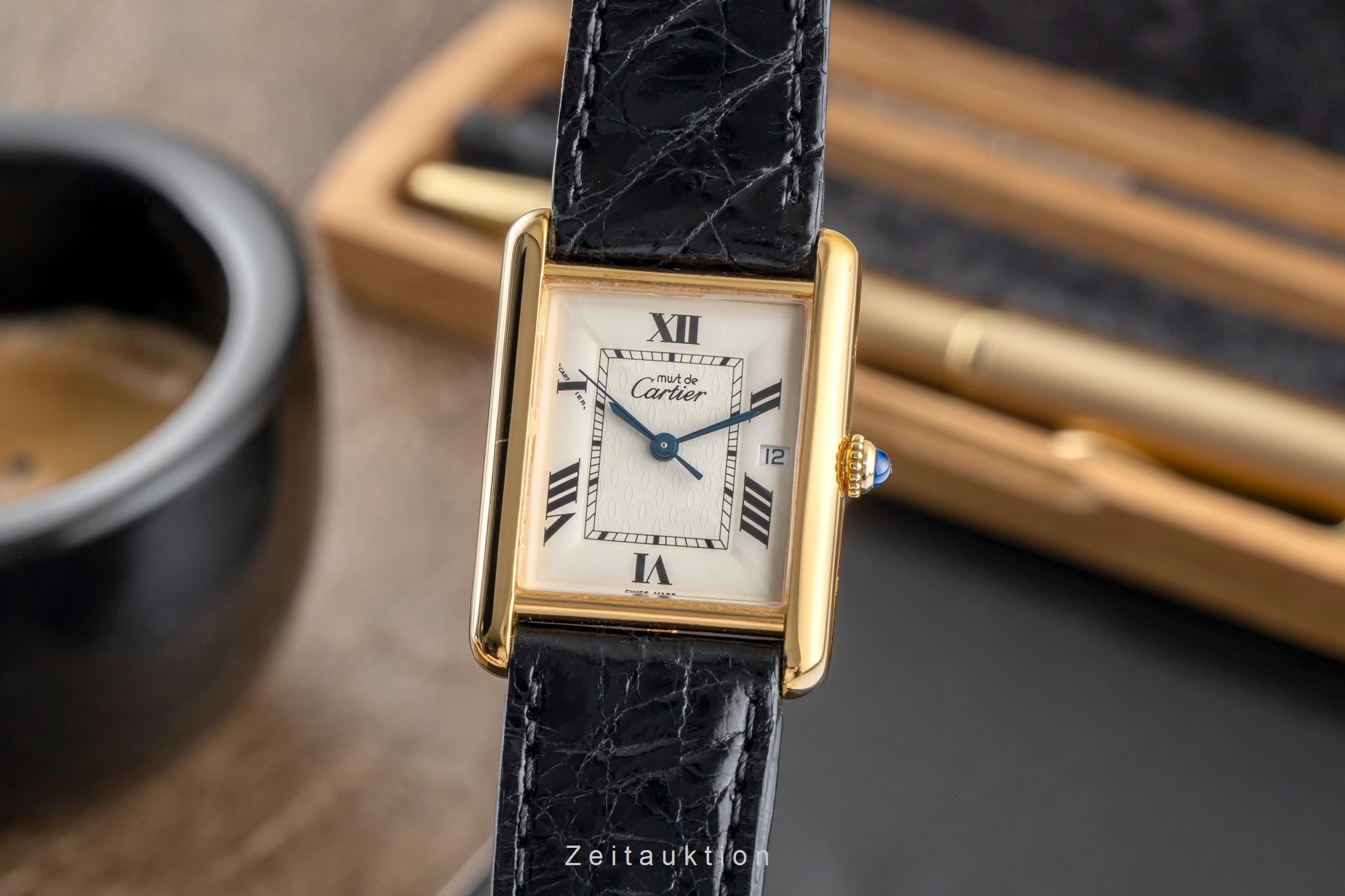 Cartier Tank argento dorato quarzo 687 W1013754 2502998