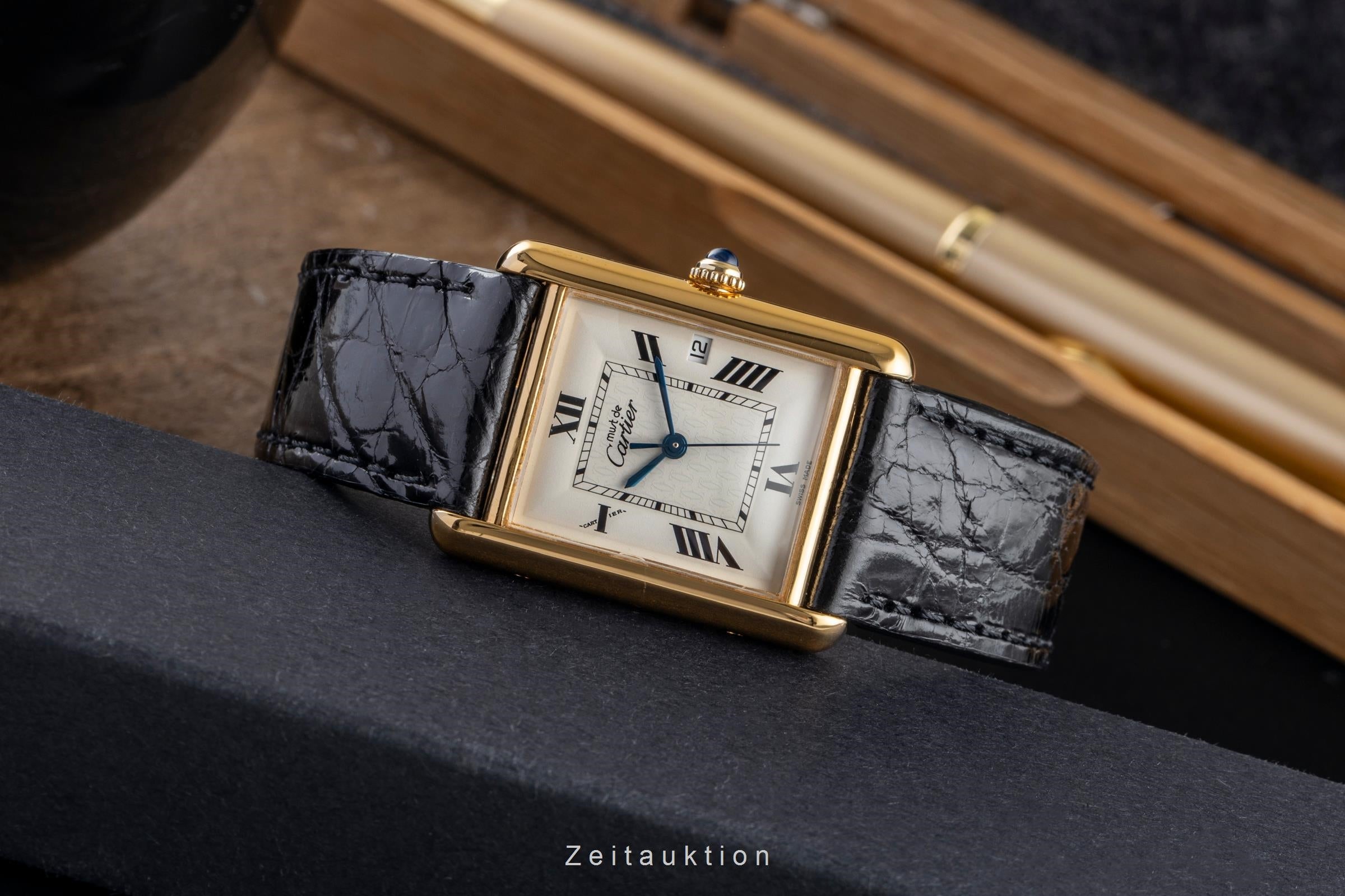 Cartier Tank Vermeil Silber vergoldet Quarz Ref. W1013754 2413 Klassiker B&P [2502998]