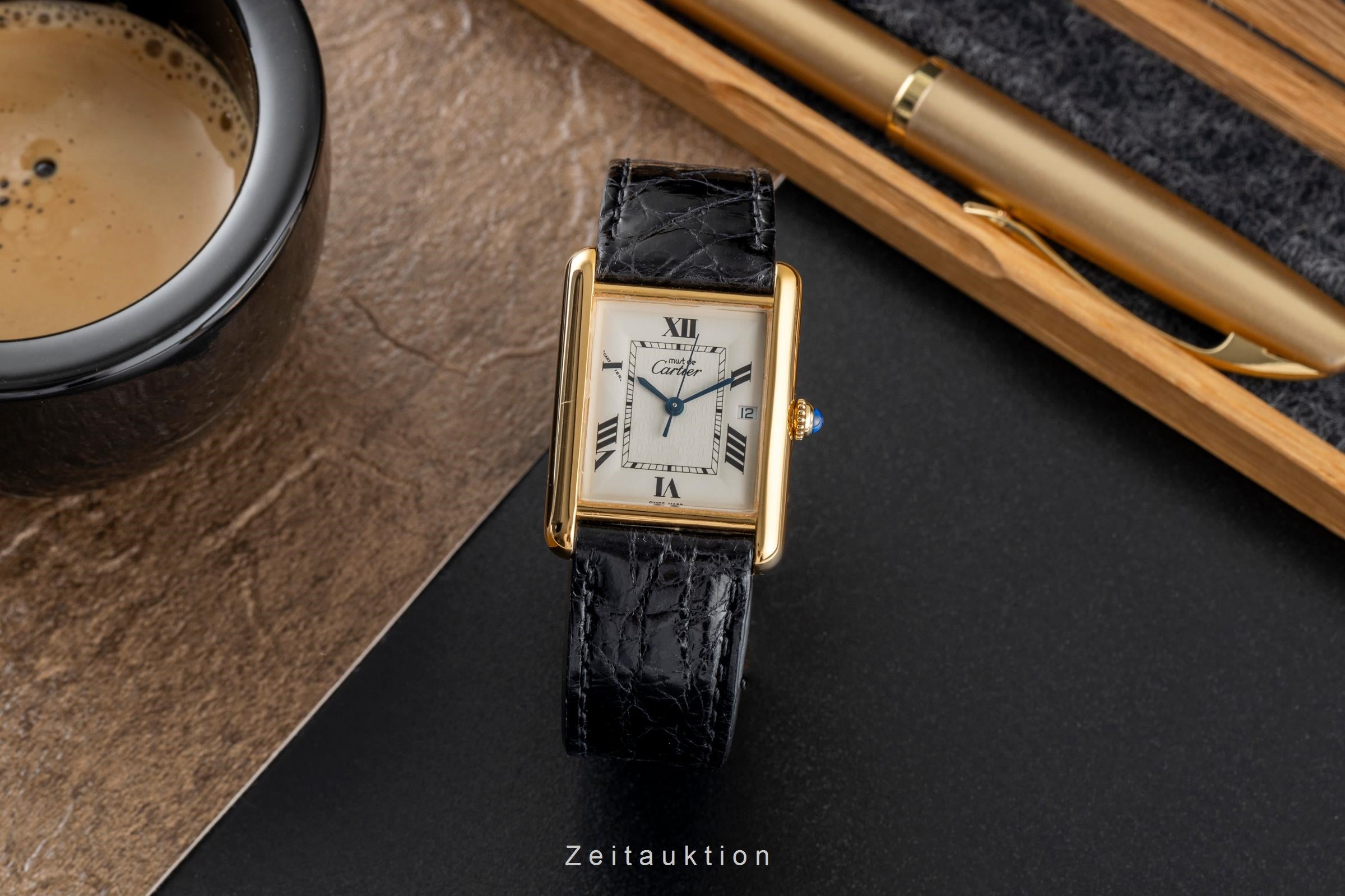 Cartier Tank Vermeil Silber vergoldet Quarz Ref. W1013754 2413 Klassiker B&P [2502998]