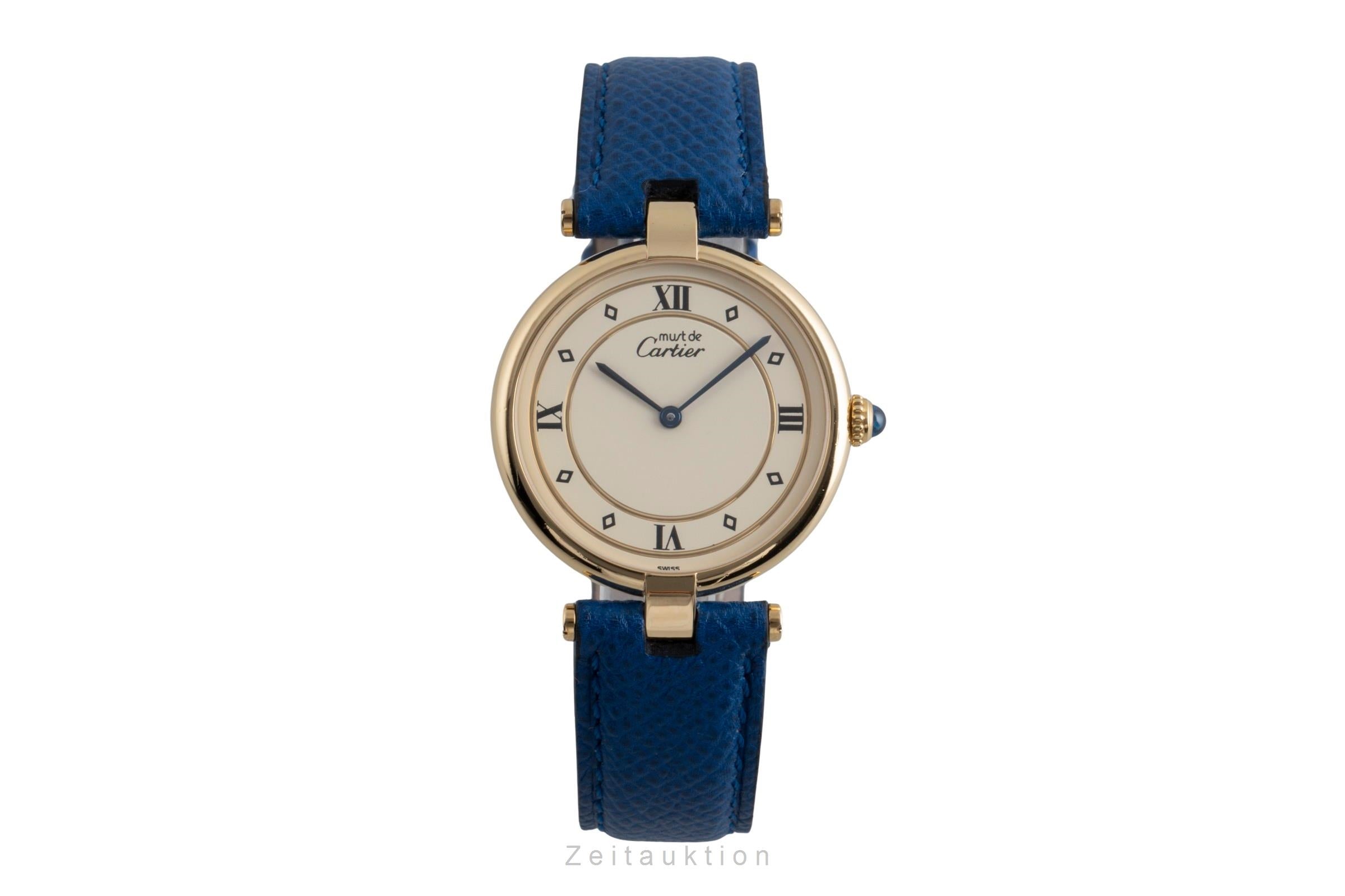 Cartier Vermeil plata banada en oro cuarzo reloj para caballeros 590003  [2503001]