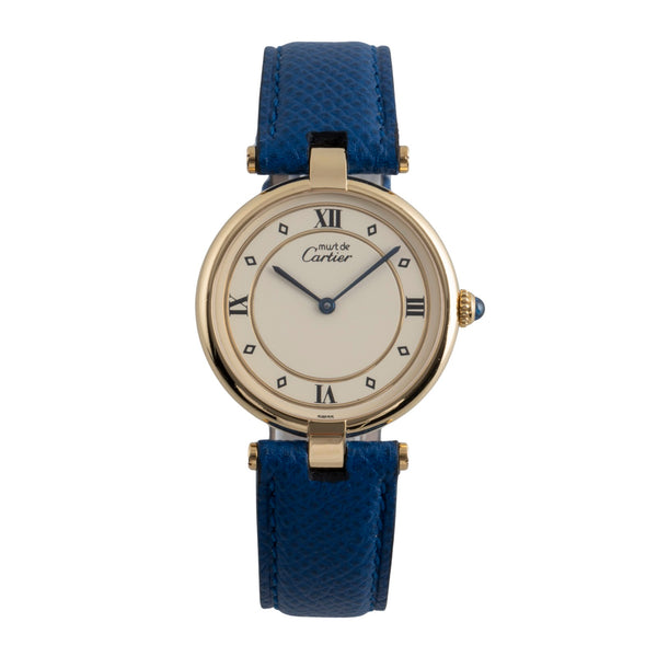 Cartier Vermeil plata banada en oro cuarzo reloj para caballeros 590003  [2503001]