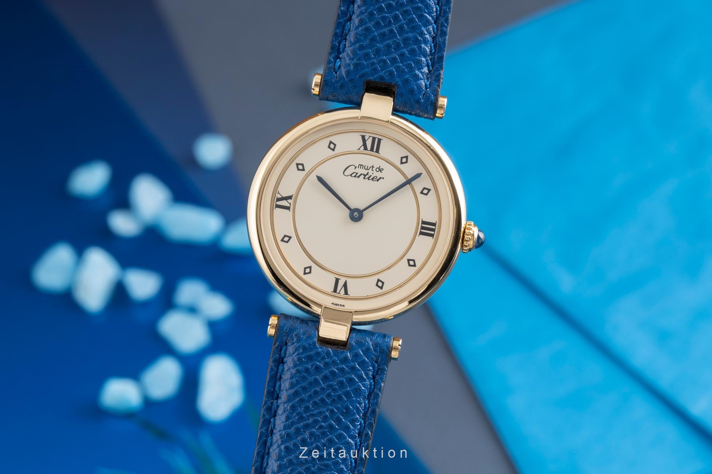 Cartier Vermeil plata banada en oro cuarzo reloj para caballeros 590003  [2503001]