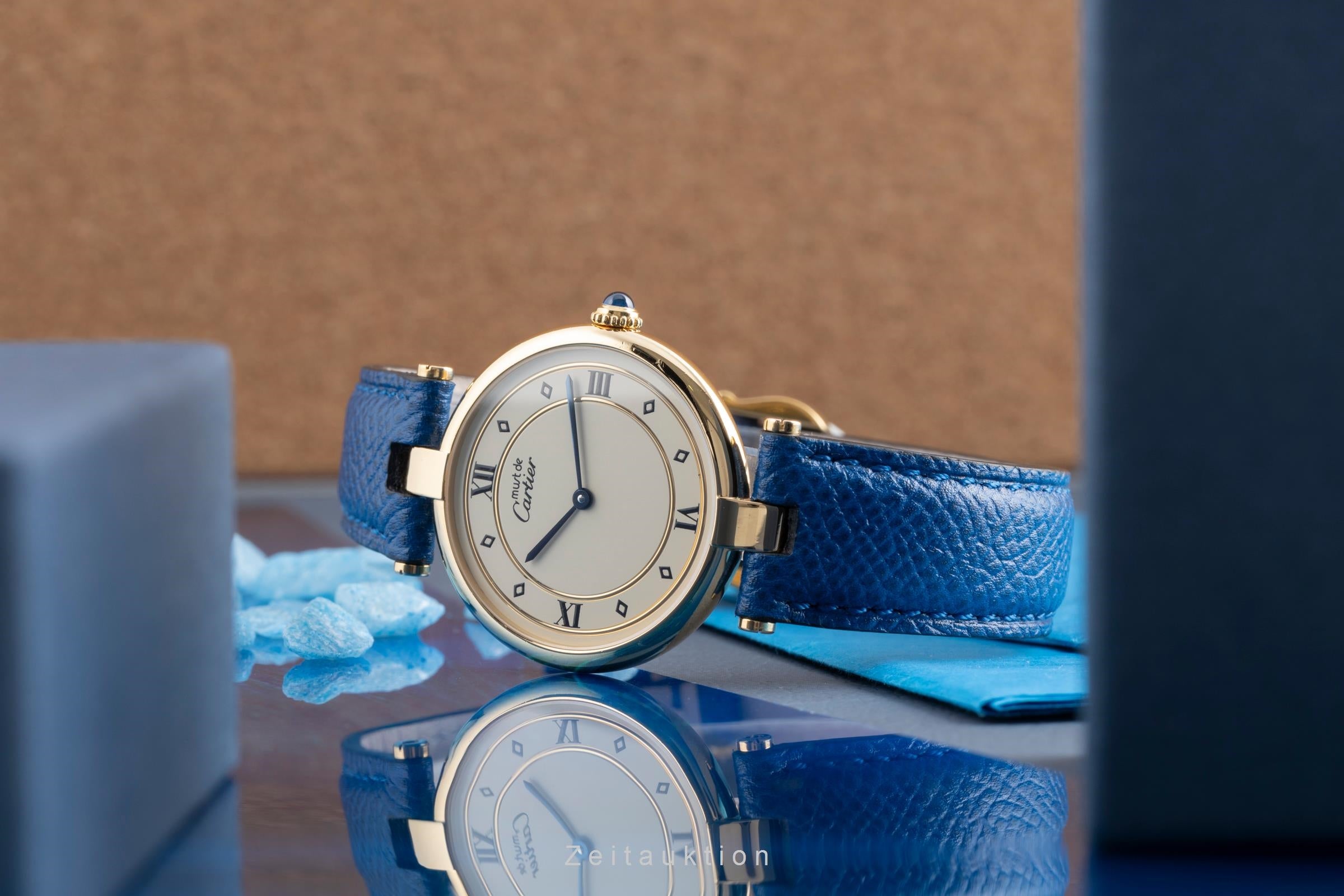 Cartier Vermeil plata banada en oro cuarzo reloj para caballeros 590003  [2503001]