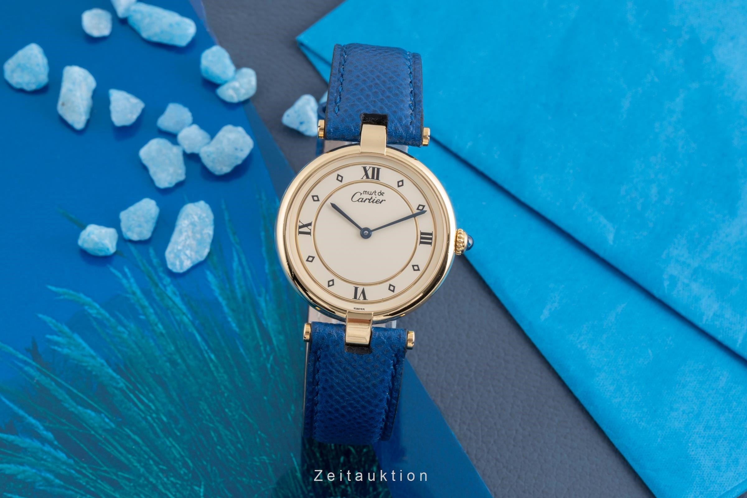 Cartier Vermeil plata banada en oro cuarzo reloj para caballeros 590003  [2503001]