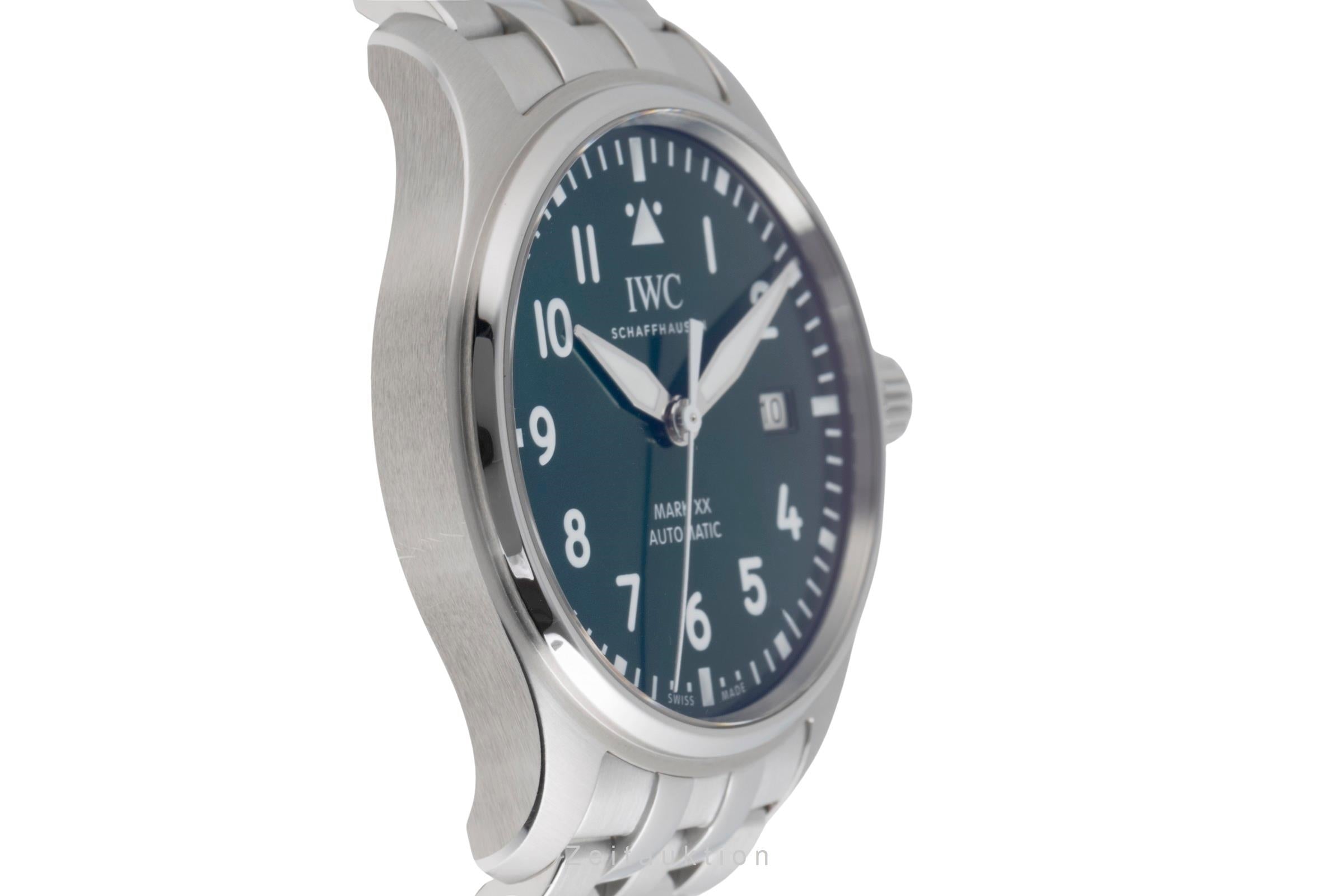 IWC Pilot Mark XX Edelstahl Automatik Green Dial Herrenuhr Ref IW328206 B&P 2024 [2503007]