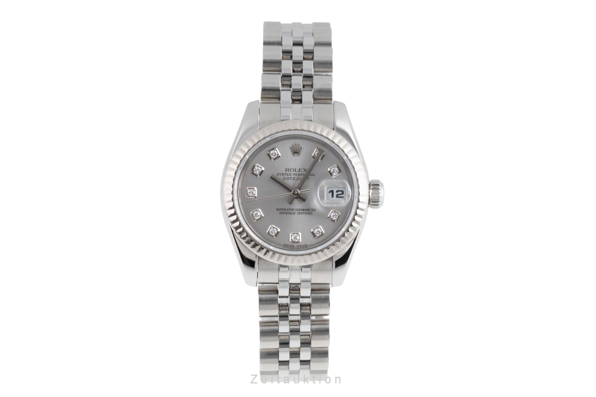 Rolex Lady Datejust 26 Diamanten Stahl / Weissgold Automatik Damenuhr 179174 B&P [2503046]