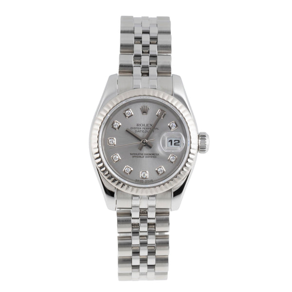 Rolex Lady Datejust 26 Diamanten Stahl / Weissgold Automatik Damenuhr 179174 B&P [2503046]