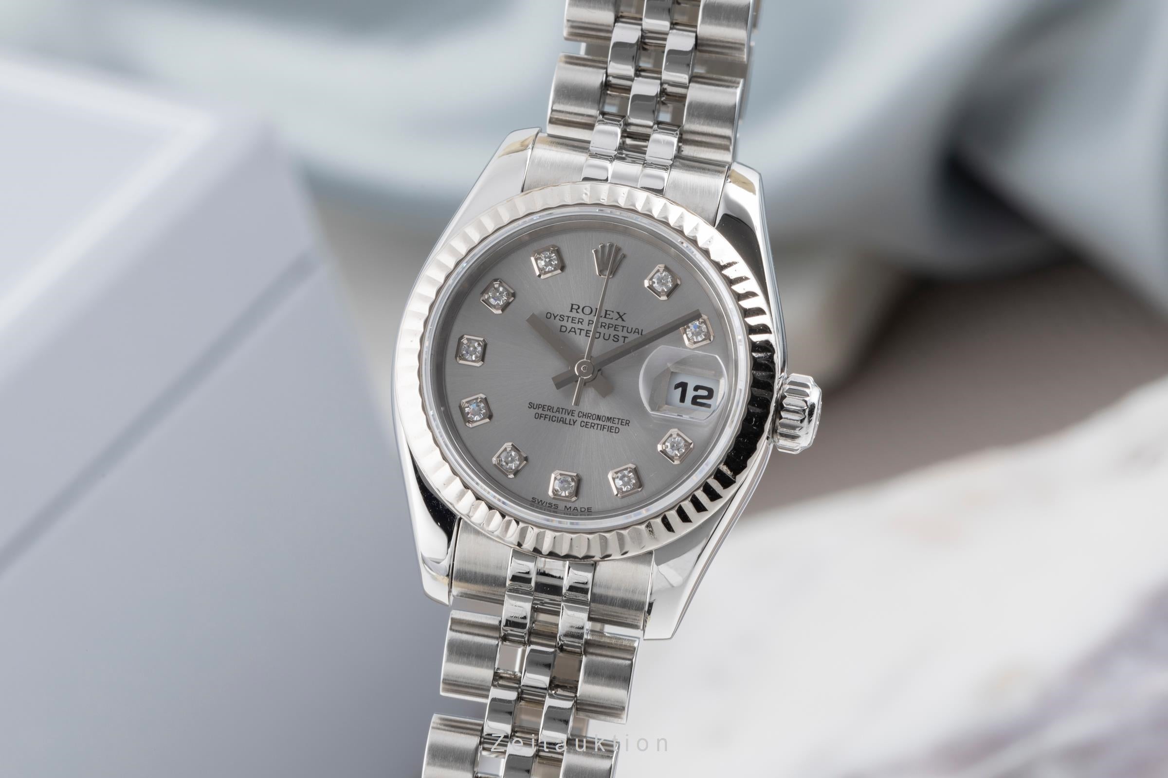 Rolex Lady Datejust 26 Diamanten Stahl / Weissgold Automatik Damenuhr 179174 B&P [2503046]