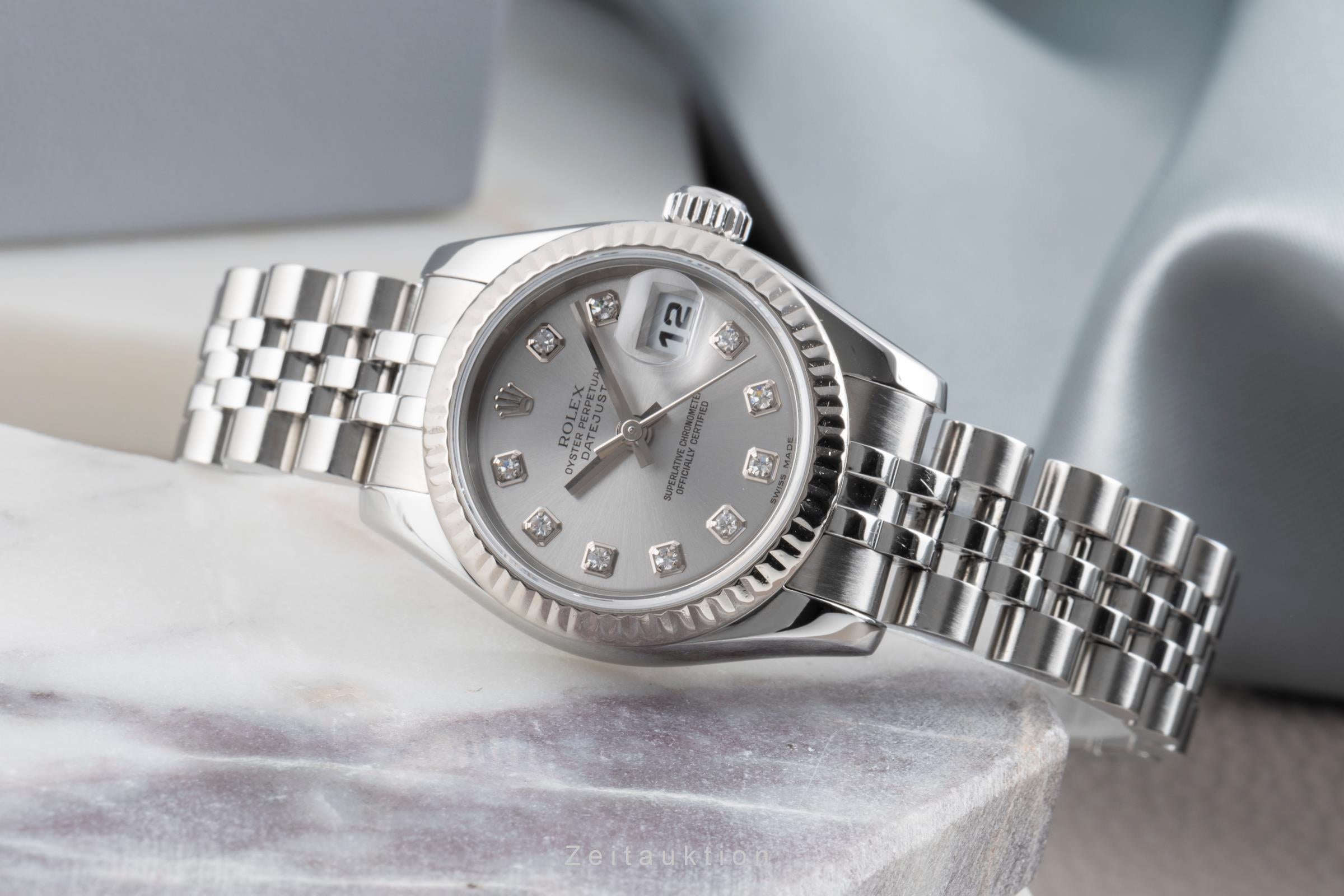 Rolex Lady Datejust 26 Diamanten Stahl / Weissgold Automatik Damenuhr 179174 B&P [2503046]