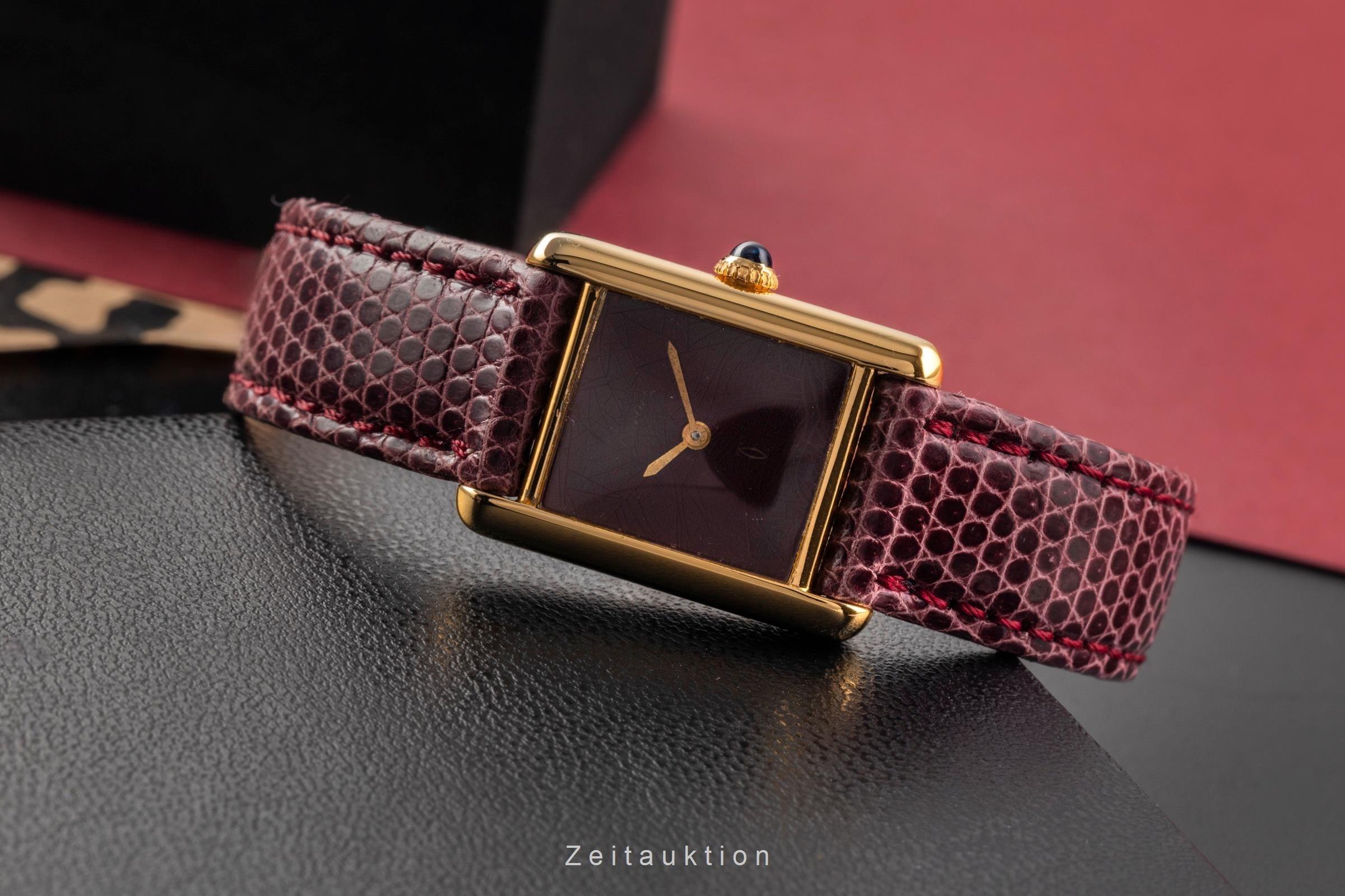 Cartier Tank must de Cartier PM 925 Silber vergoldet Handaufzug Damenuhr Ref. 3 [2503074]