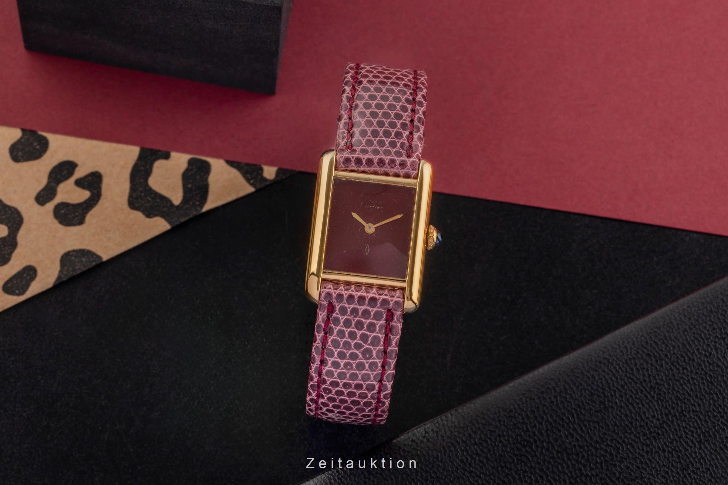 Cartier Tank must de Cartier PM 925 Silber vergoldet Handaufzug Damenuhr Ref. 3 [2503074]