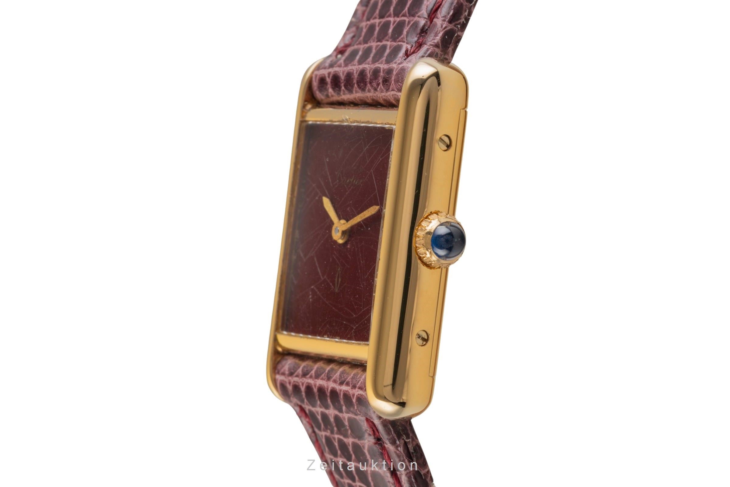 Cartier Tank must de Cartier PM 925 Silber vergoldet Handaufzug Damenuhr Ref. 3 [2503074]