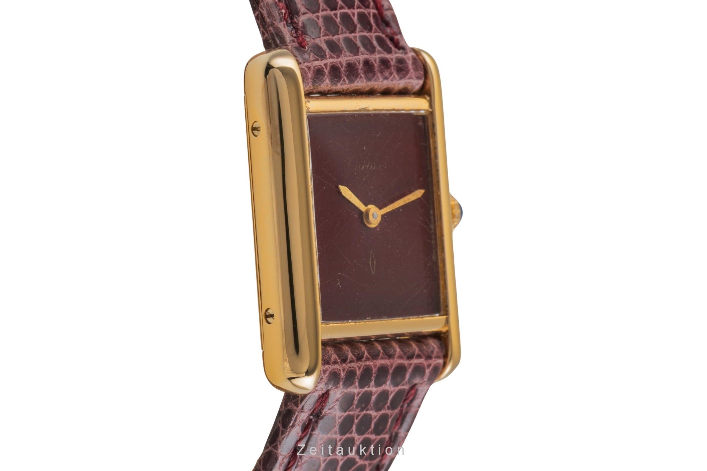 Cartier Tank must de Cartier PM 925 Silber vergoldet Handaufzug Damenuhr Ref. 3 [2503074]