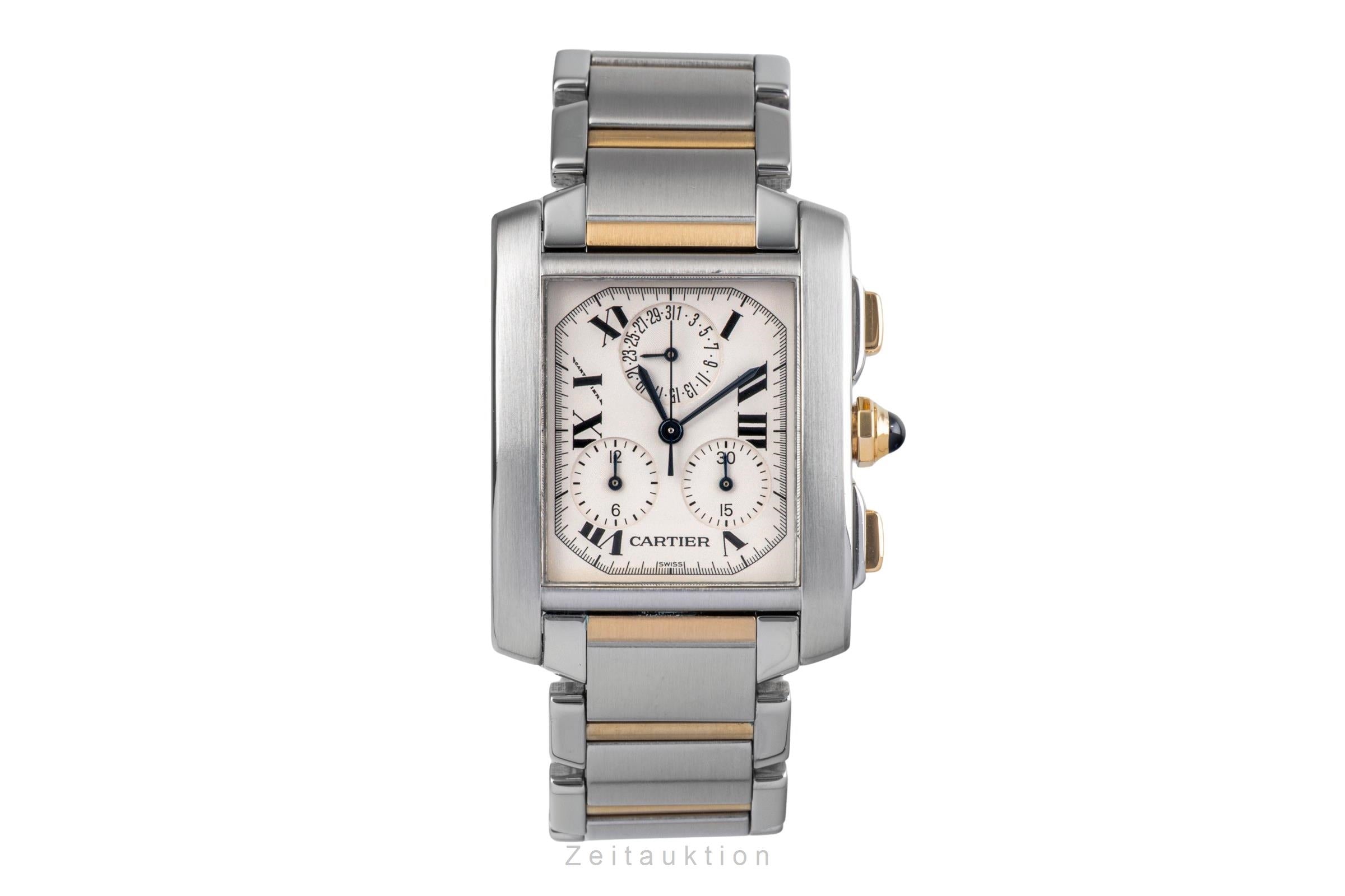 Cartier Tank Francaise Stahl / Gold Chronoflex Chronograph Ref. W51004Q Papiere [2503097]