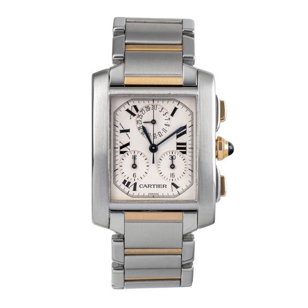 Cartier Tank Francaise Stahl / Gold Chronoflex Chronograph Ref. W51004Q Papiere [2503097]