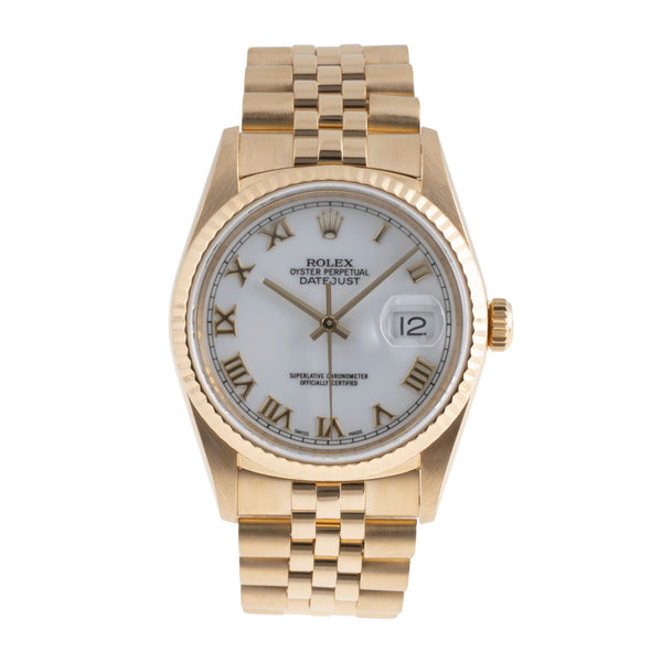 Rolex Datejust 36 18K (0,750) Gold Automatik Herrenuhr Ref. 16238 B&P LC 100 [2503132]