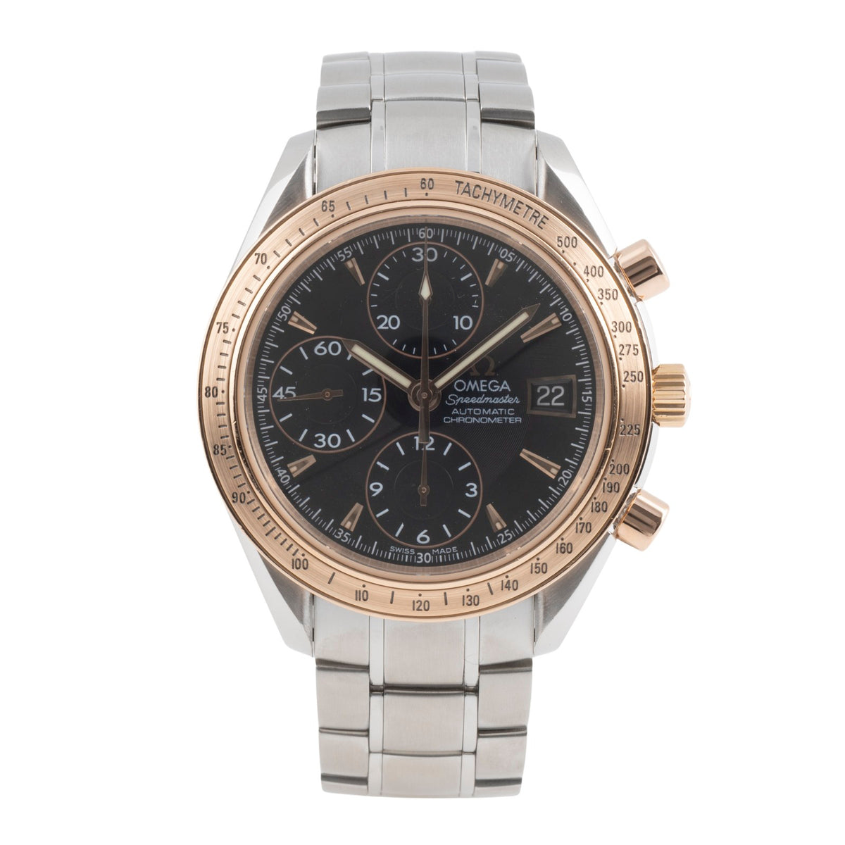 Omega Speedmaster Date chronograph steel / gold automatic  display picture 1