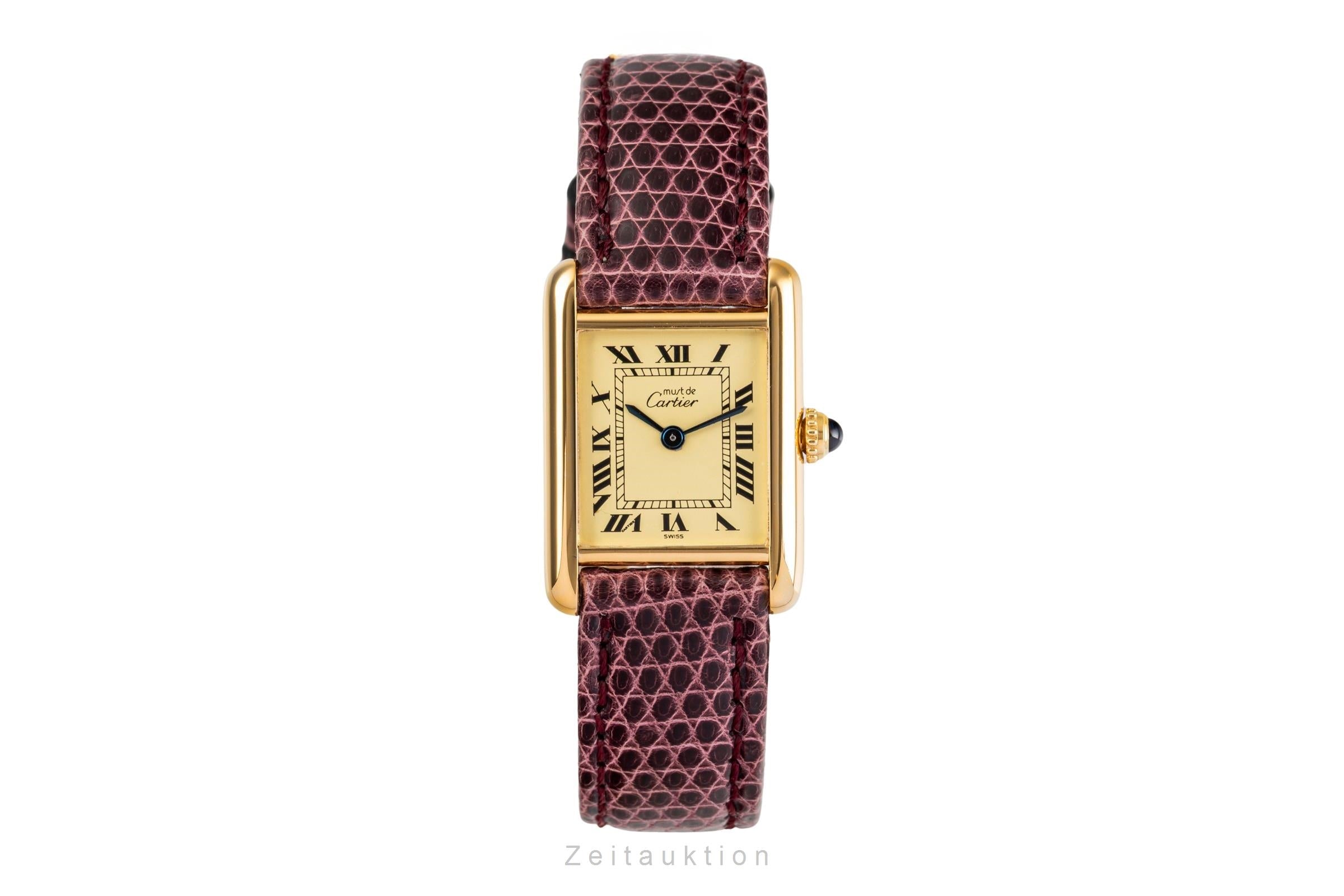 Cartier Tank plata banada en oro cuarzo reloj para damas  5057001  [2503193]