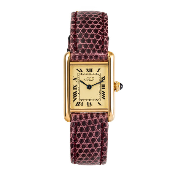Cartier Tank plata banada en oro cuarzo reloj para damas  5057001  [2503193]