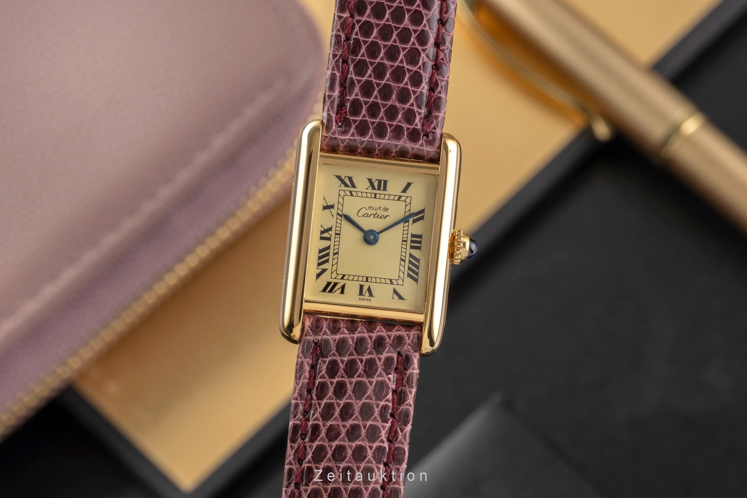 Cartier Tank plata banada en oro cuarzo reloj para damas  5057001  [2503193]