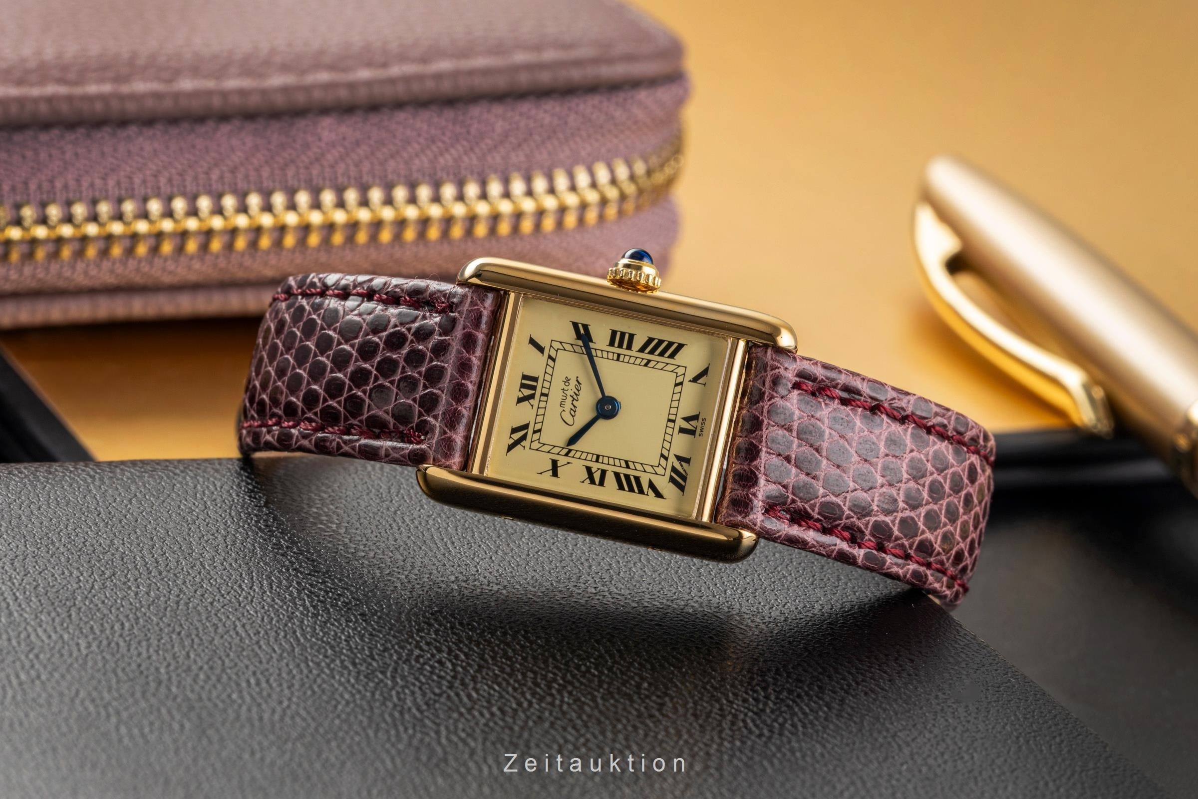 Cartier Tank plata banada en oro cuarzo reloj para damas  5057001  [2503193]